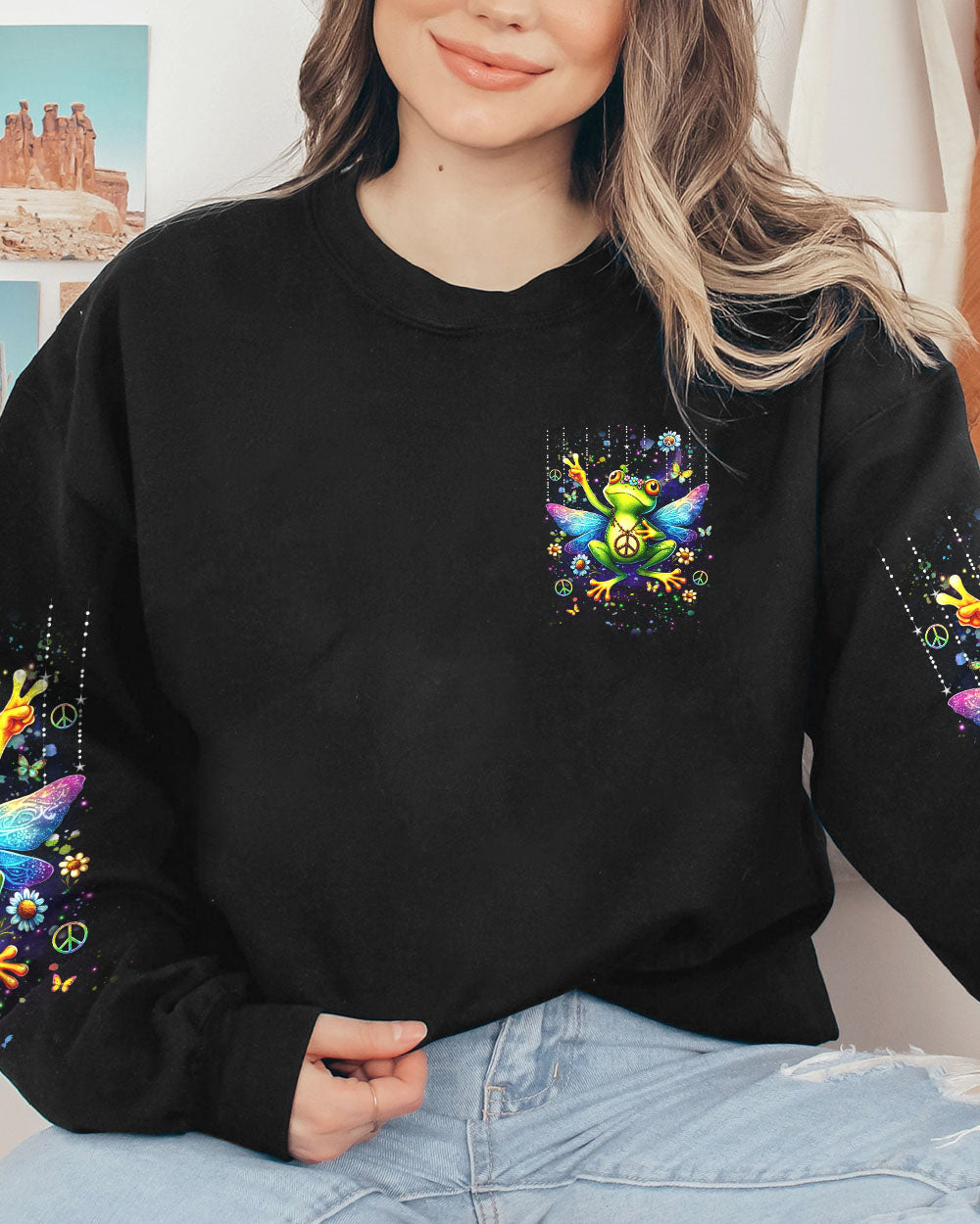 BE YOU THE WORLD WILL ADJUST FROG ALL OVER PRINT - YHDU2711231