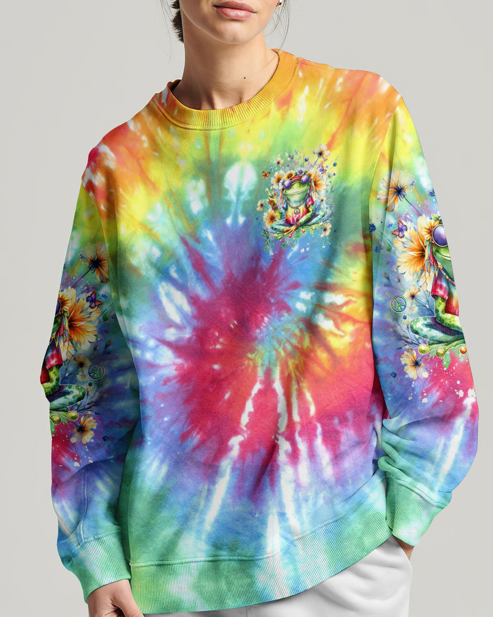 BE YOU THE WORLD WILL ADJUST TIE DYE FROG ALL OVER PRINT - YHDU2811231