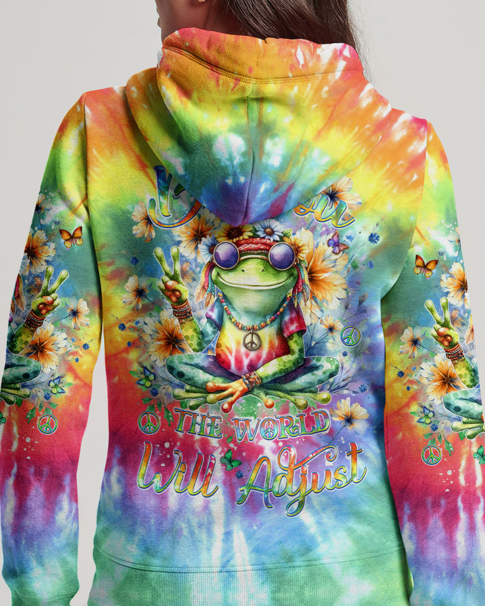 BE YOU THE WORLD WILL ADJUST TIE DYE FROG ALL OVER PRINT - YHDU2811231