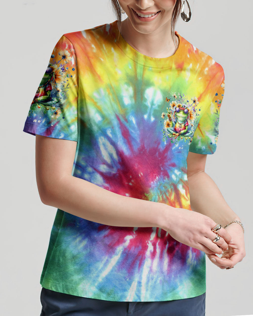 BE YOU THE WORLD WILL ADJUST TIE DYE FROG ALL OVER PRINT - YHDU2811231