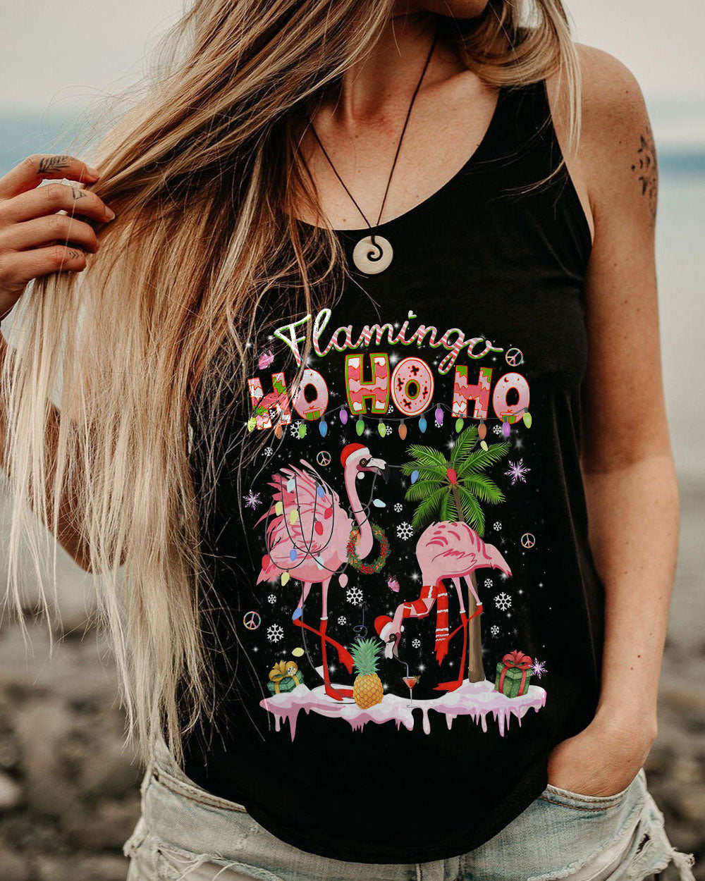 FLAMINGO HO HO HO CHRISTMAS ALL OVER PRINT - YHDU311231