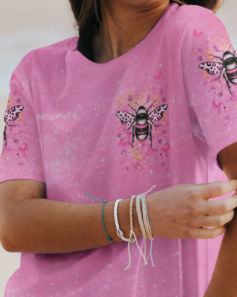 BE YOU THE WORLD WILL ADJUST PINK BEE ALL OVER PRINT - YHDU709232