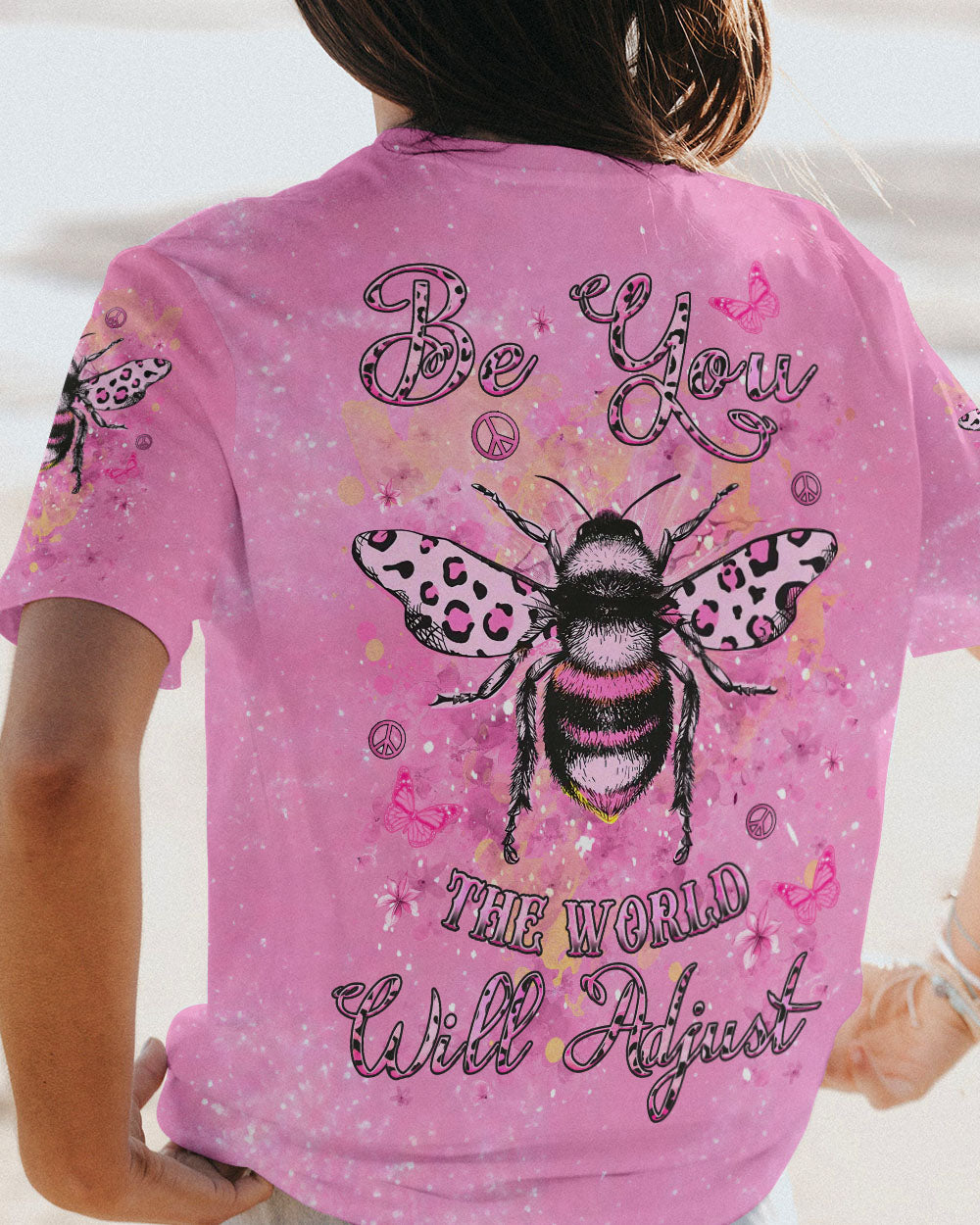 BE YOU THE WORLD WILL ADJUST PINK BEE ALL OVER PRINT - YHDU709232