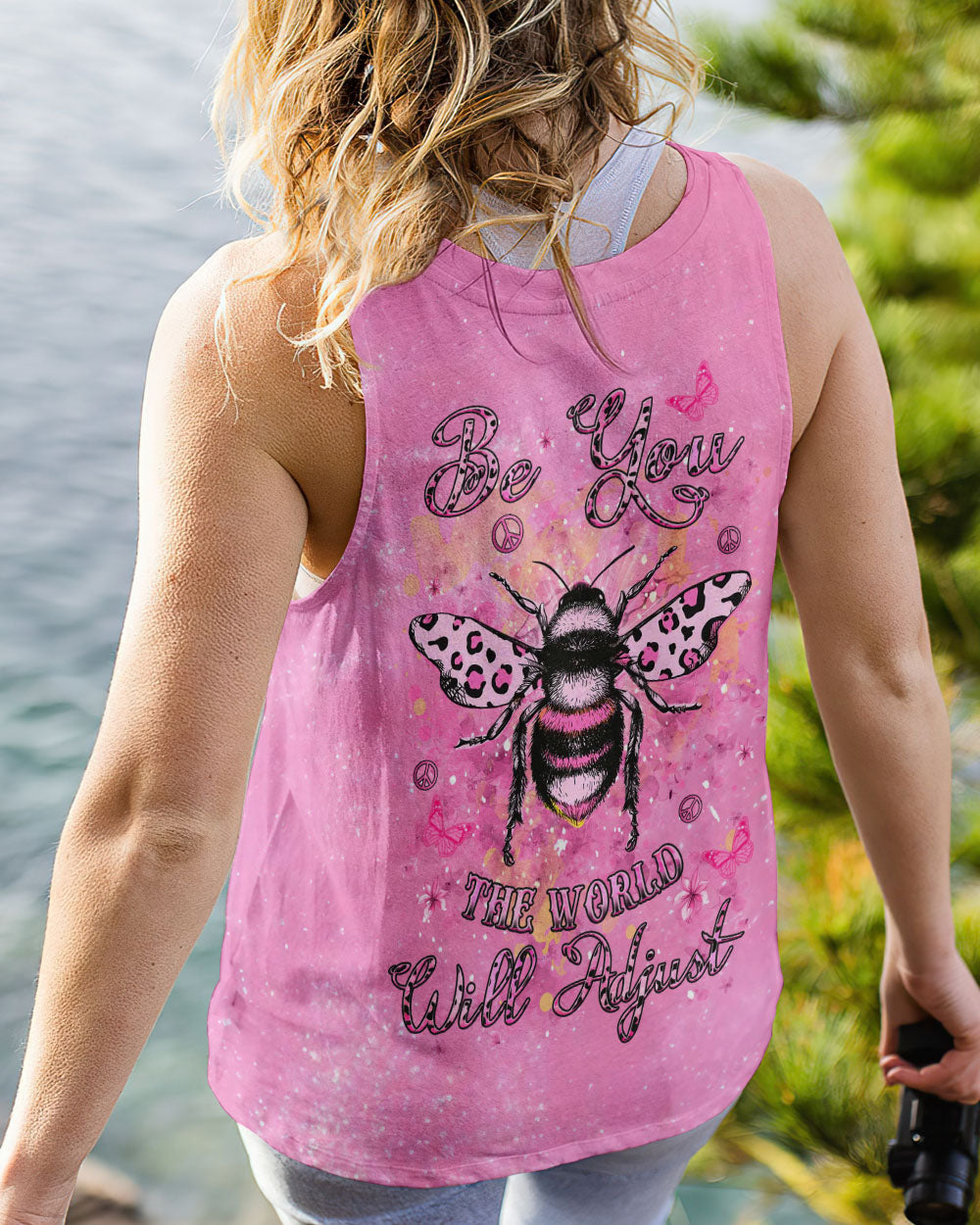 BE YOU THE WORLD WILL ADJUST PINK BEE ALL OVER PRINT - YHDU709232