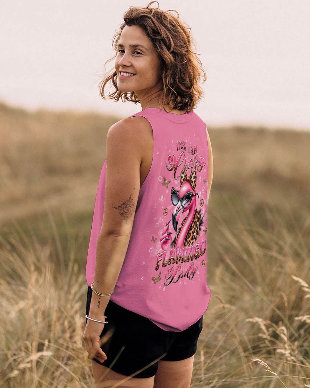 YES I'M THE CRAZY FLAMINGO LADY ALL OVER PRINT - YHHG0312242