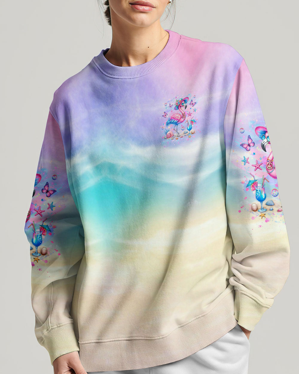 CRAZY FLAMINGO LADY ALL OVER PRINT - YHHG0406241