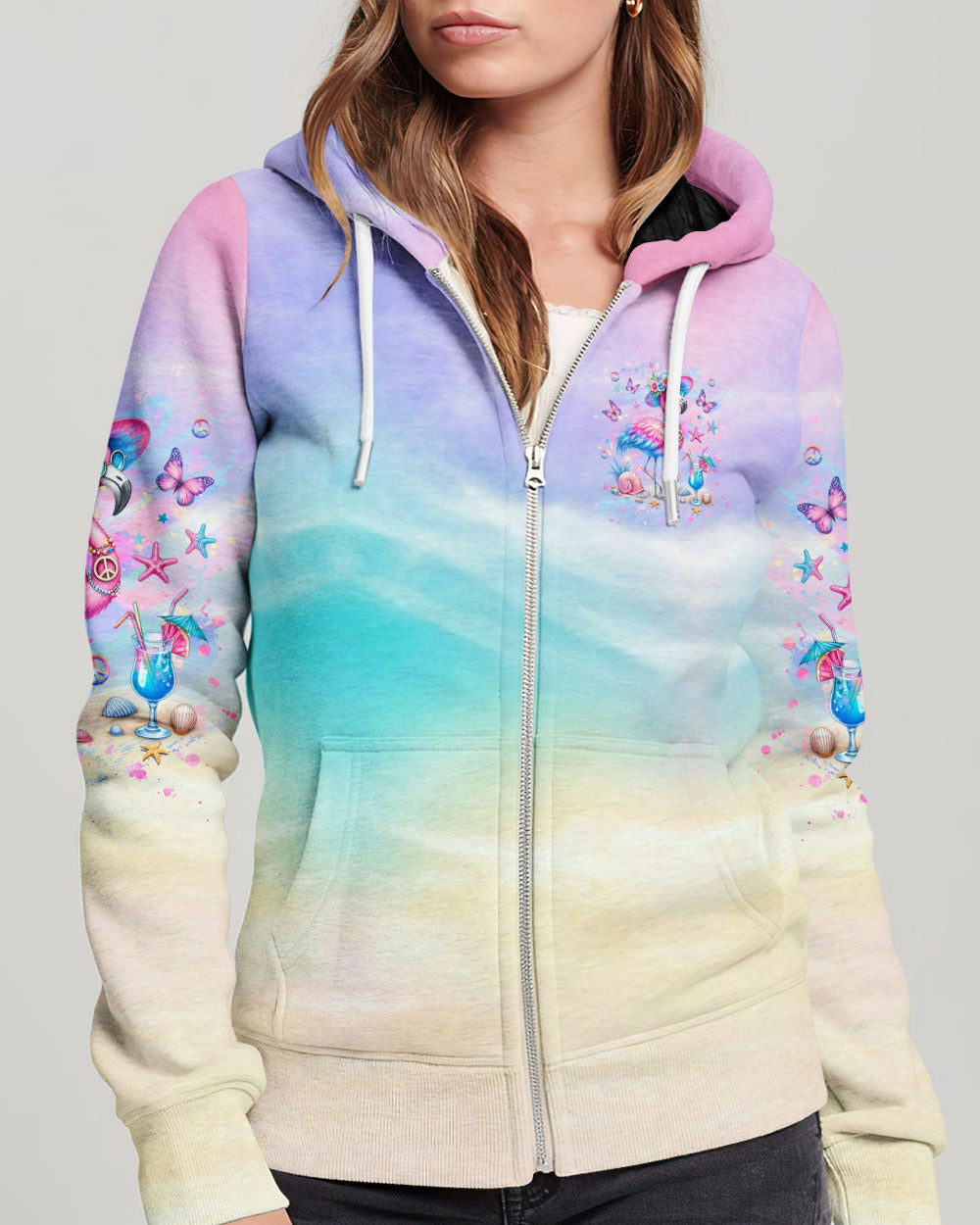 CRAZY FLAMINGO LADY ALL OVER PRINT - YHHG0406241