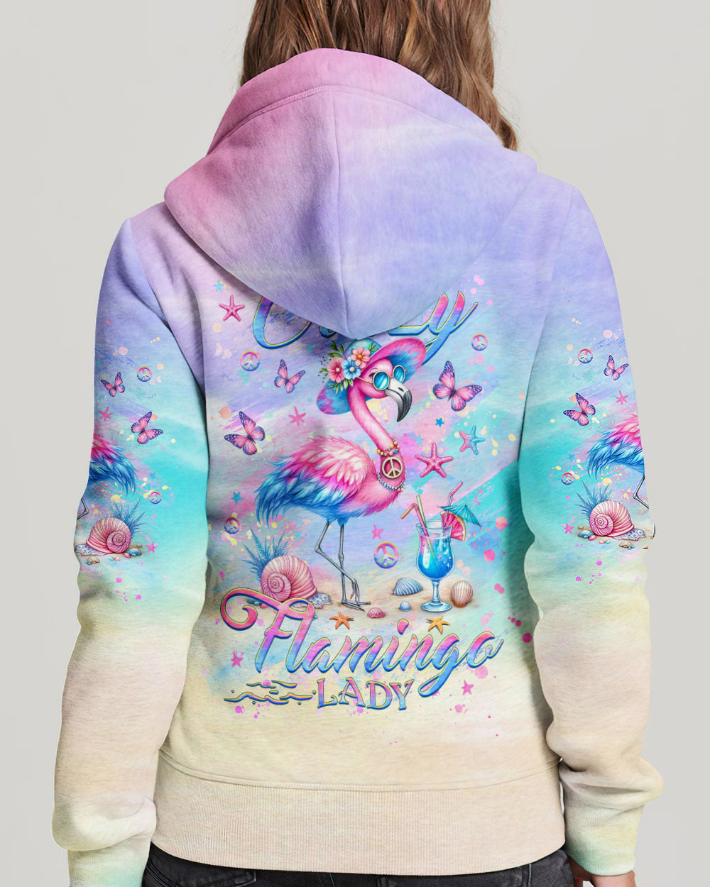 CRAZY FLAMINGO LADY ALL OVER PRINT - YHHG0406241