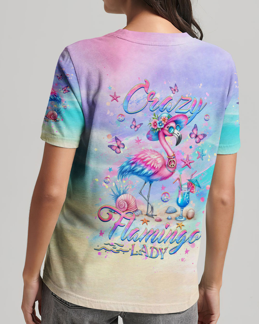 CRAZY FLAMINGO LADY ALL OVER PRINT - YHHG0406241