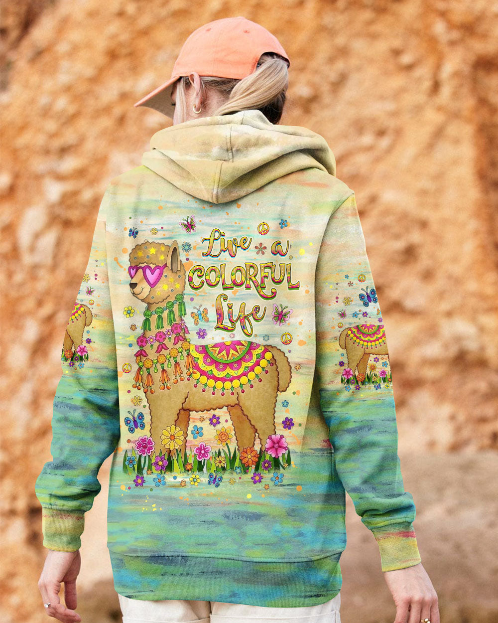 LIVE A COLORFUL LIFE LLAMA ALL OVER PRINT - YHHG0407252