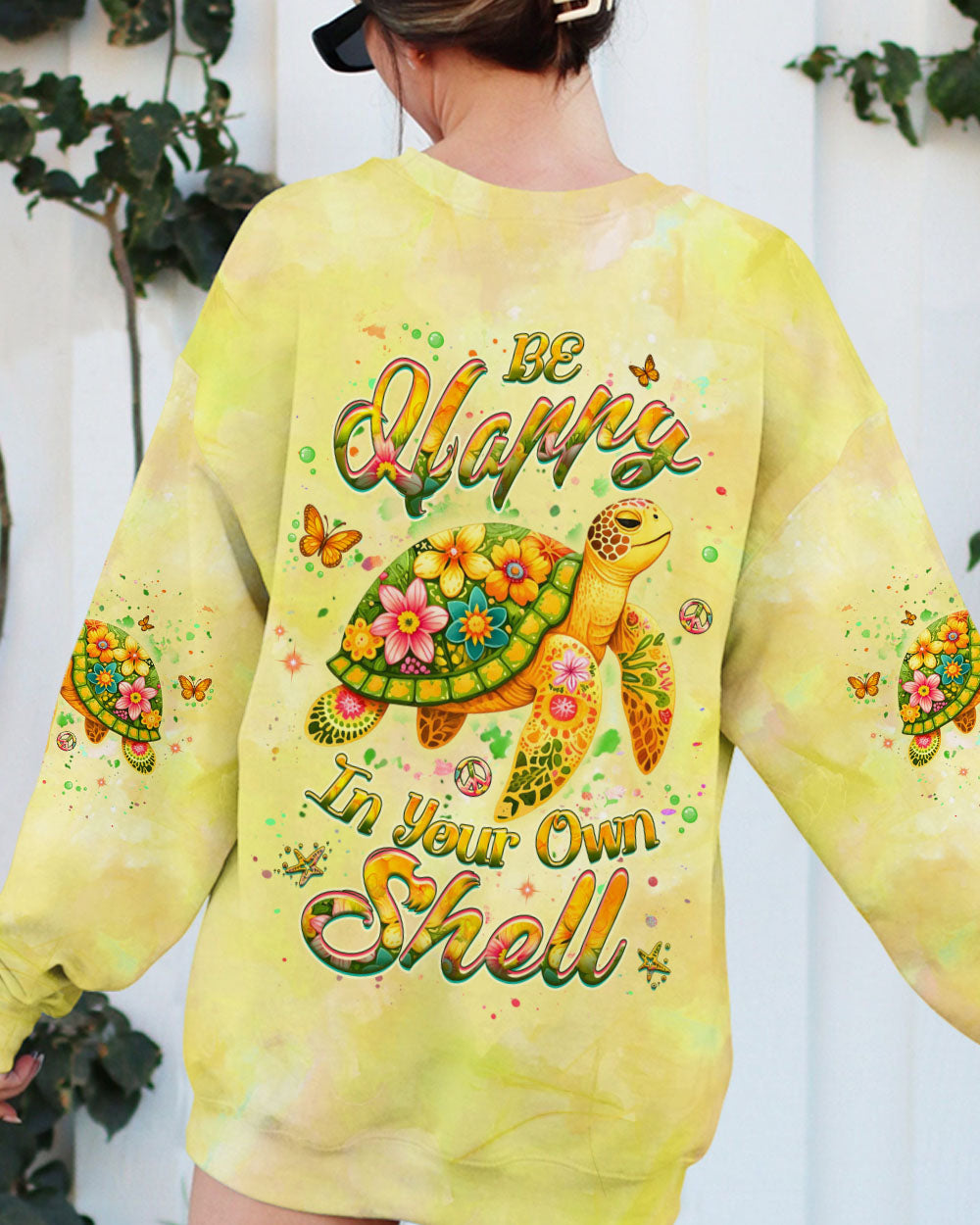 BE HAPPY IN YOUR OWN SHELL TURTLE ALL OVER PRINT - YHHG0610253