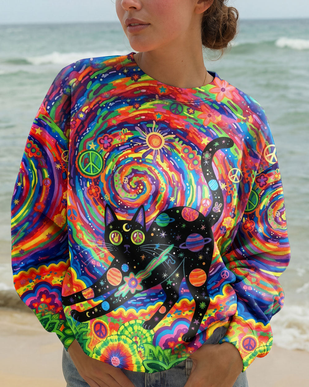 COSMIC HIPPIE CAT ALL OVER PRINT - YHHG0701263