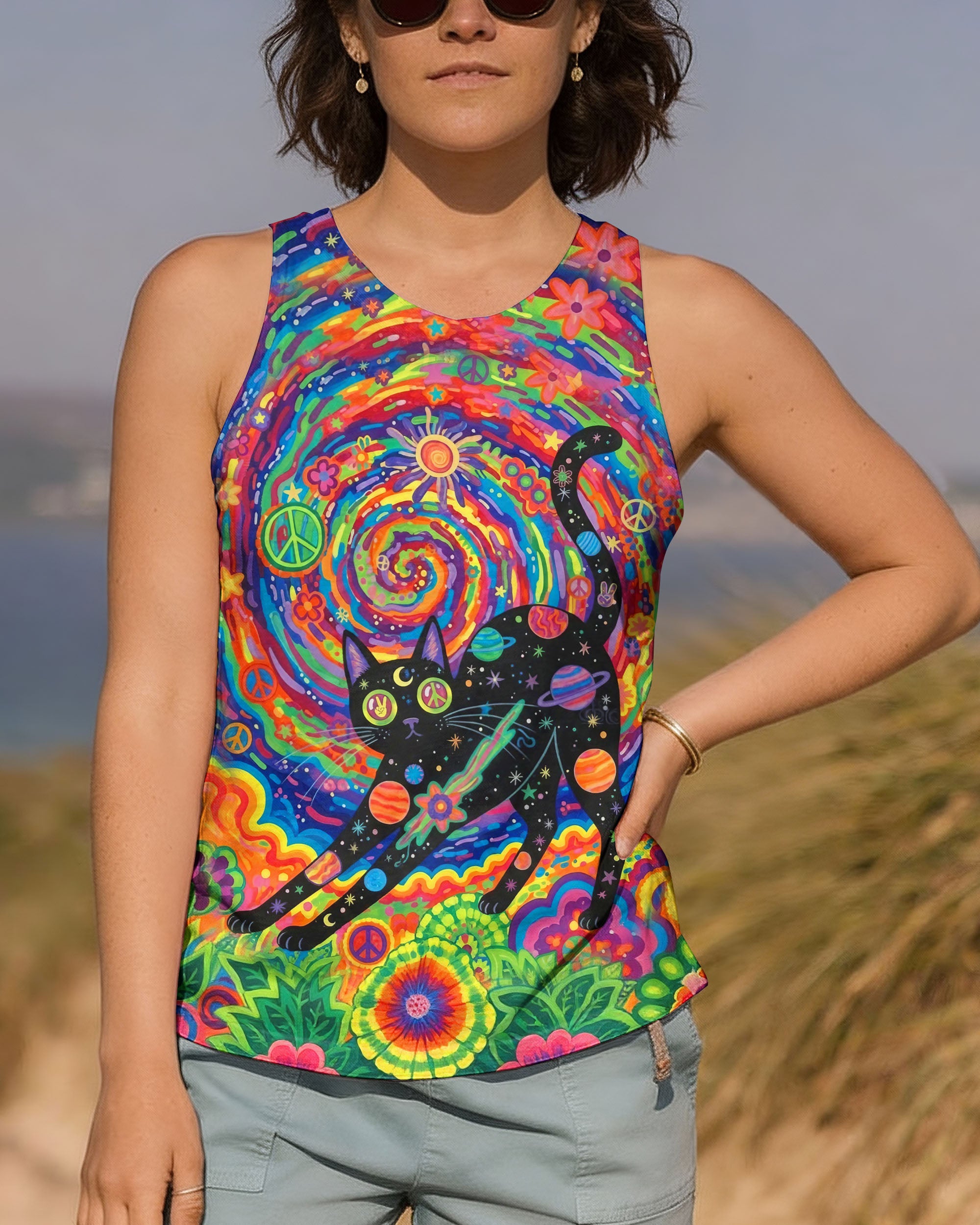 COSMIC HIPPIE CAT ALL OVER PRINT - YHHG0701263