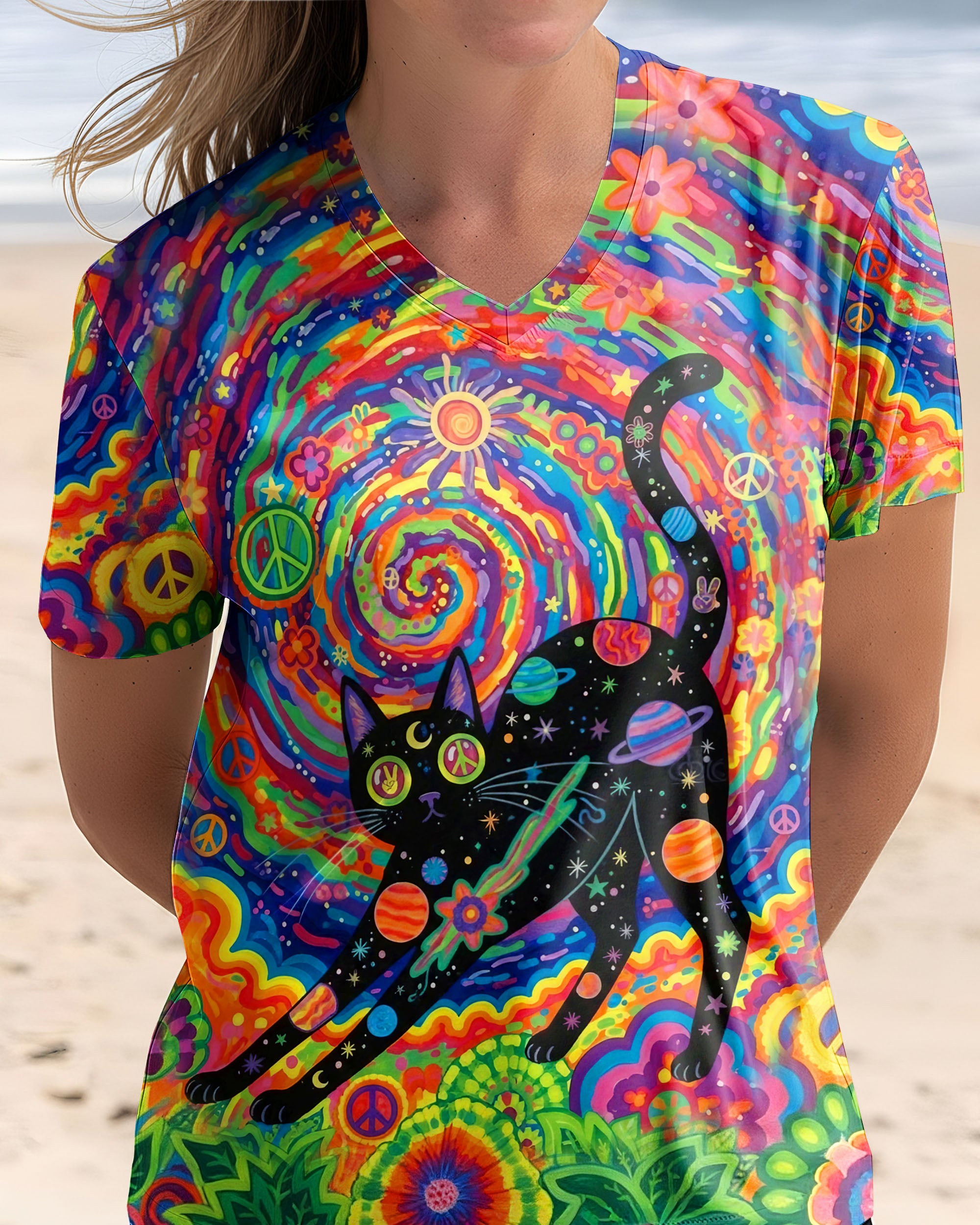 COSMIC HIPPIE CAT ALL OVER PRINT - YHHG0701263