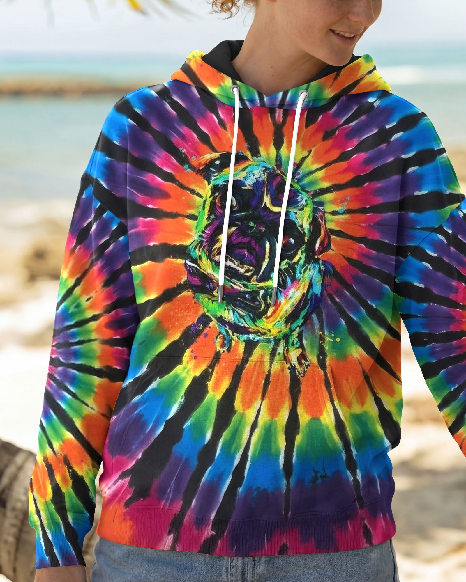 RADIANT SWIRL FUNNY PUG DOG ALL OVER PRINT - YHHG1002262