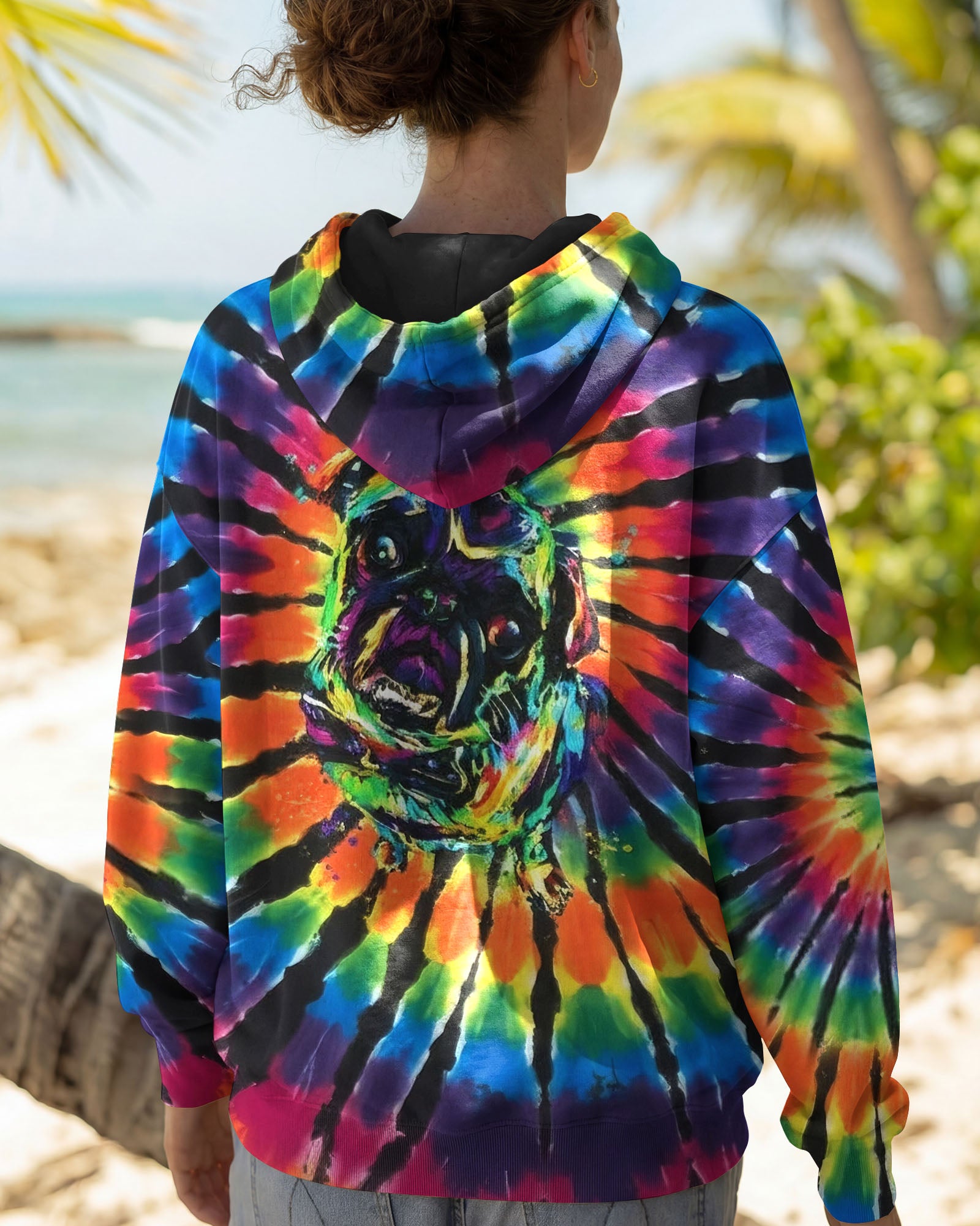 RADIANT SWIRL FUNNY PUG DOG ALL OVER PRINT - YHHG1002262