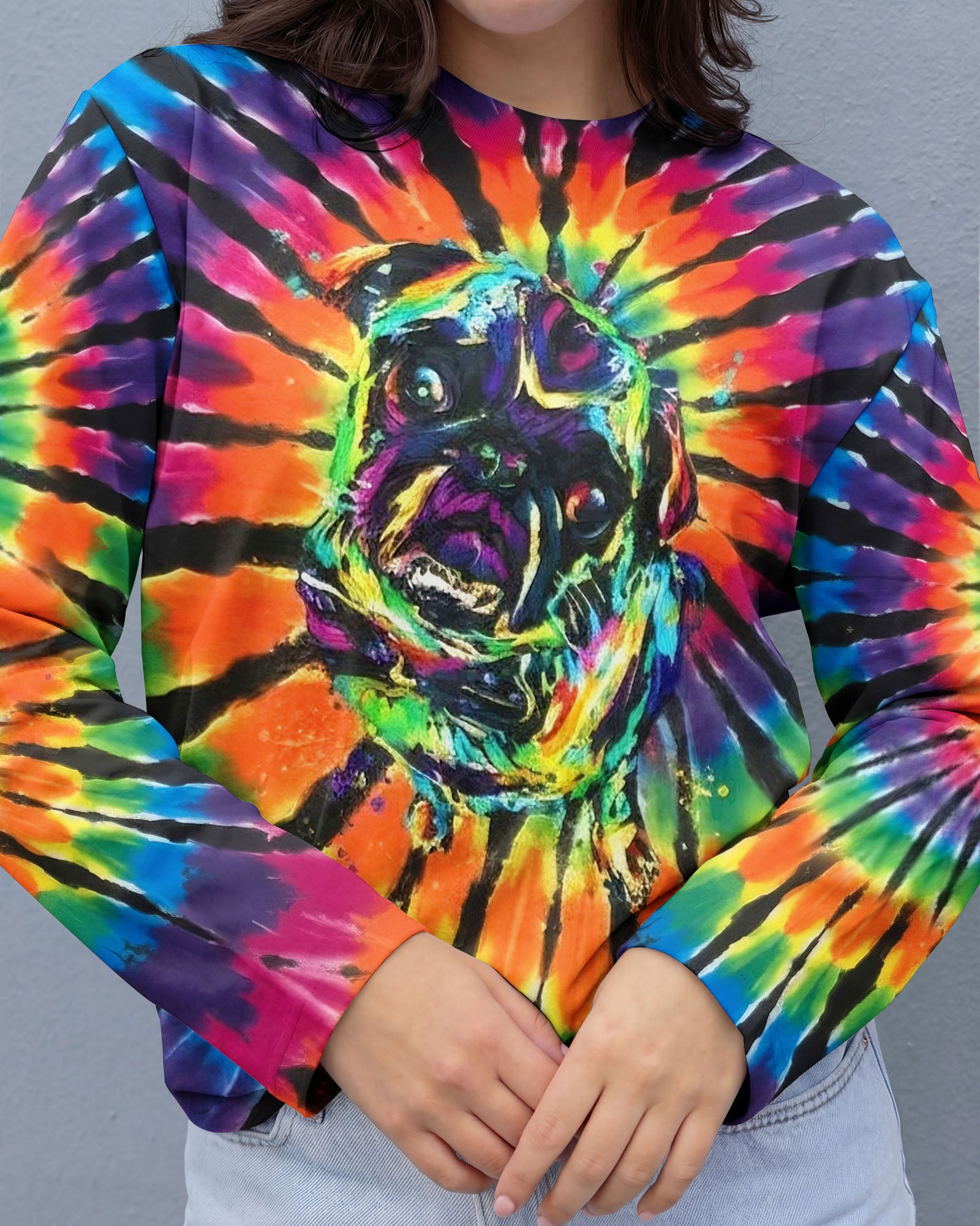 RADIANT SWIRL FUNNY PUG DOG ALL OVER PRINT - YHHG1002262