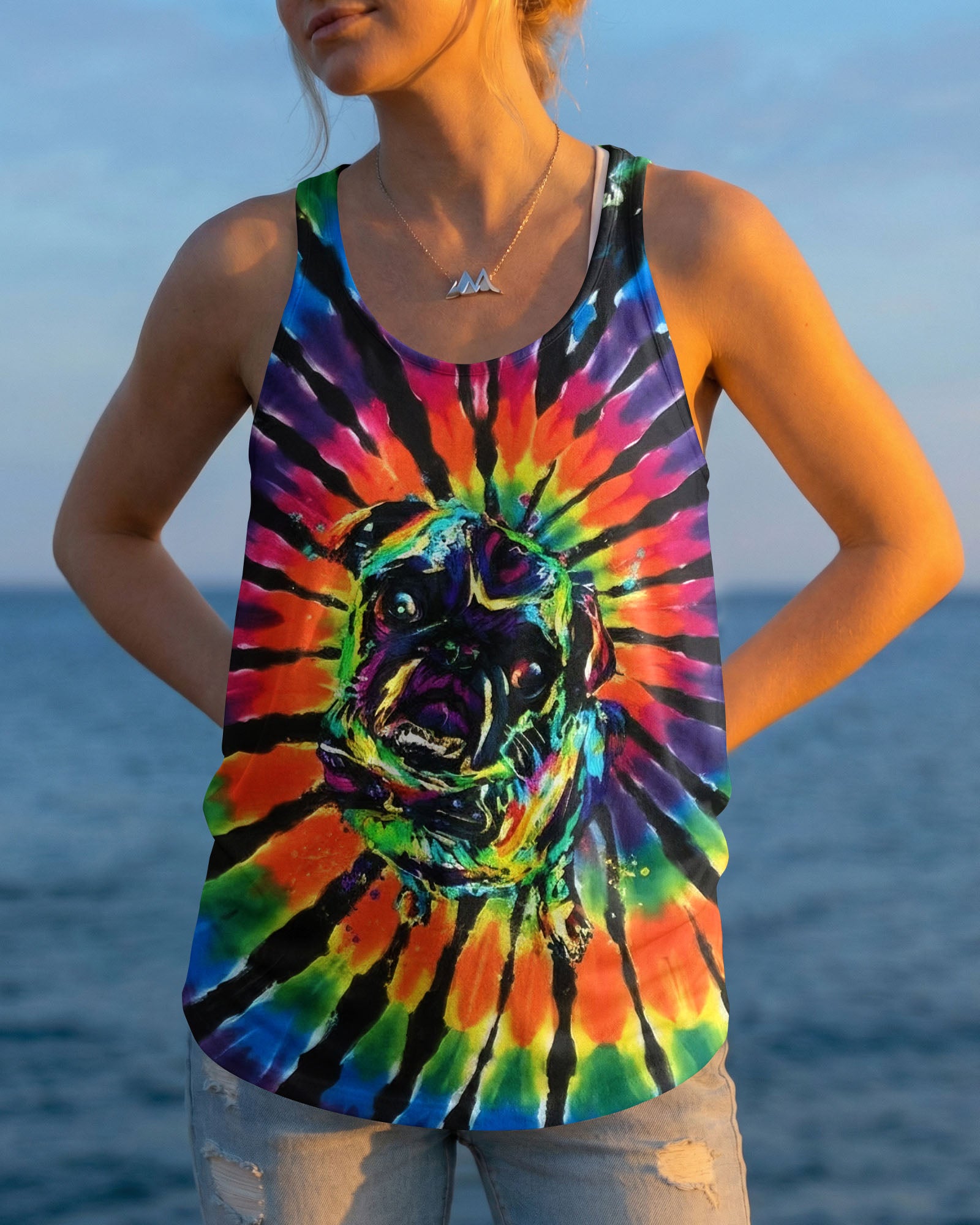 RADIANT SWIRL FUNNY PUG DOG ALL OVER PRINT - YHHG1002262