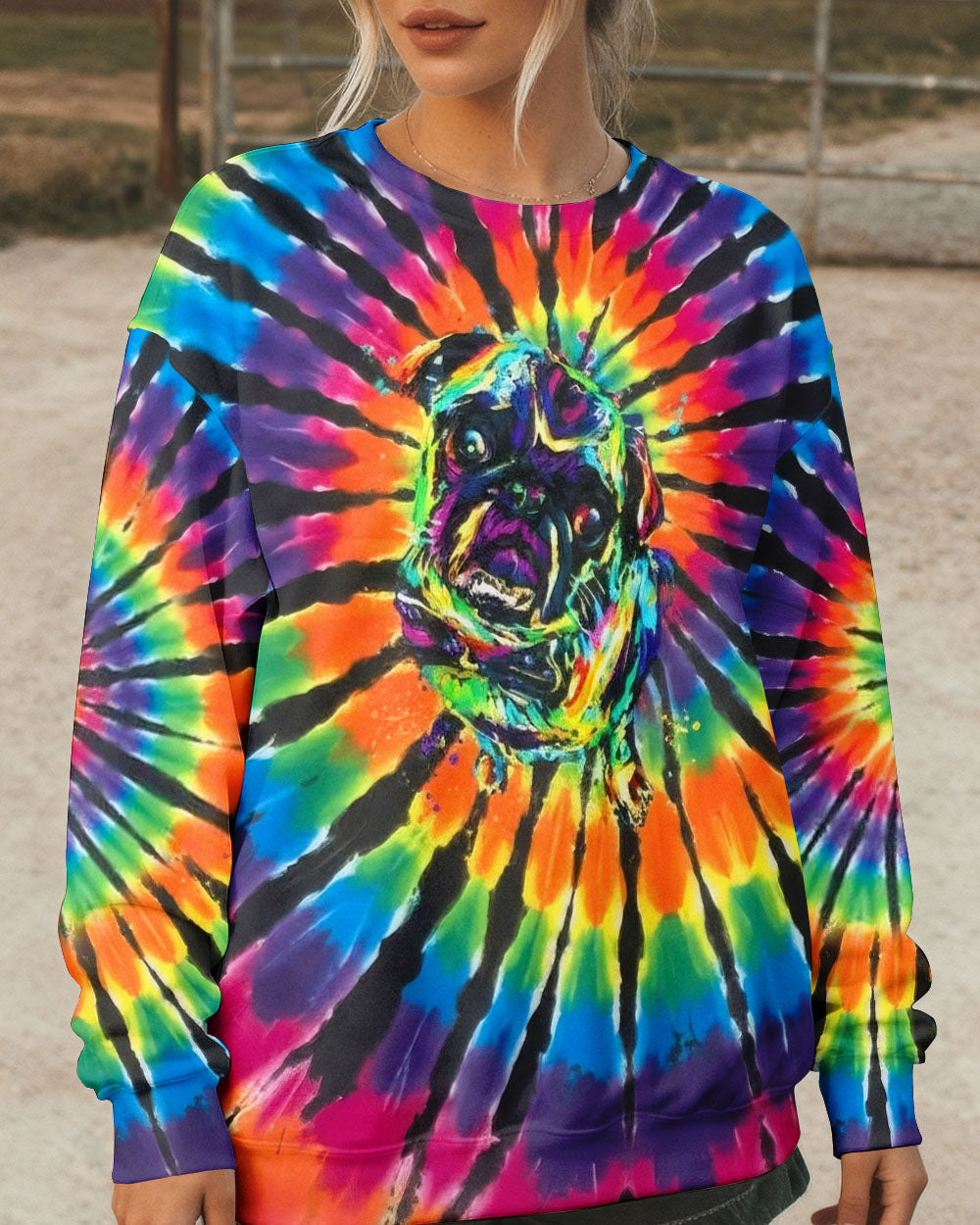 RADIANT SWIRL FUNNY PUG DOG ALL OVER PRINT - YHHG1002262