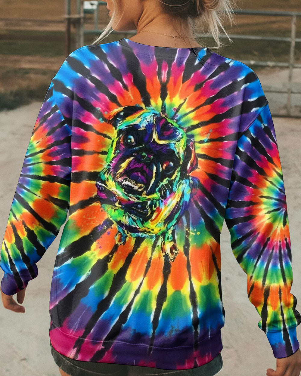 RADIANT SWIRL FUNNY PUG DOG ALL OVER PRINT - YHHG1002262