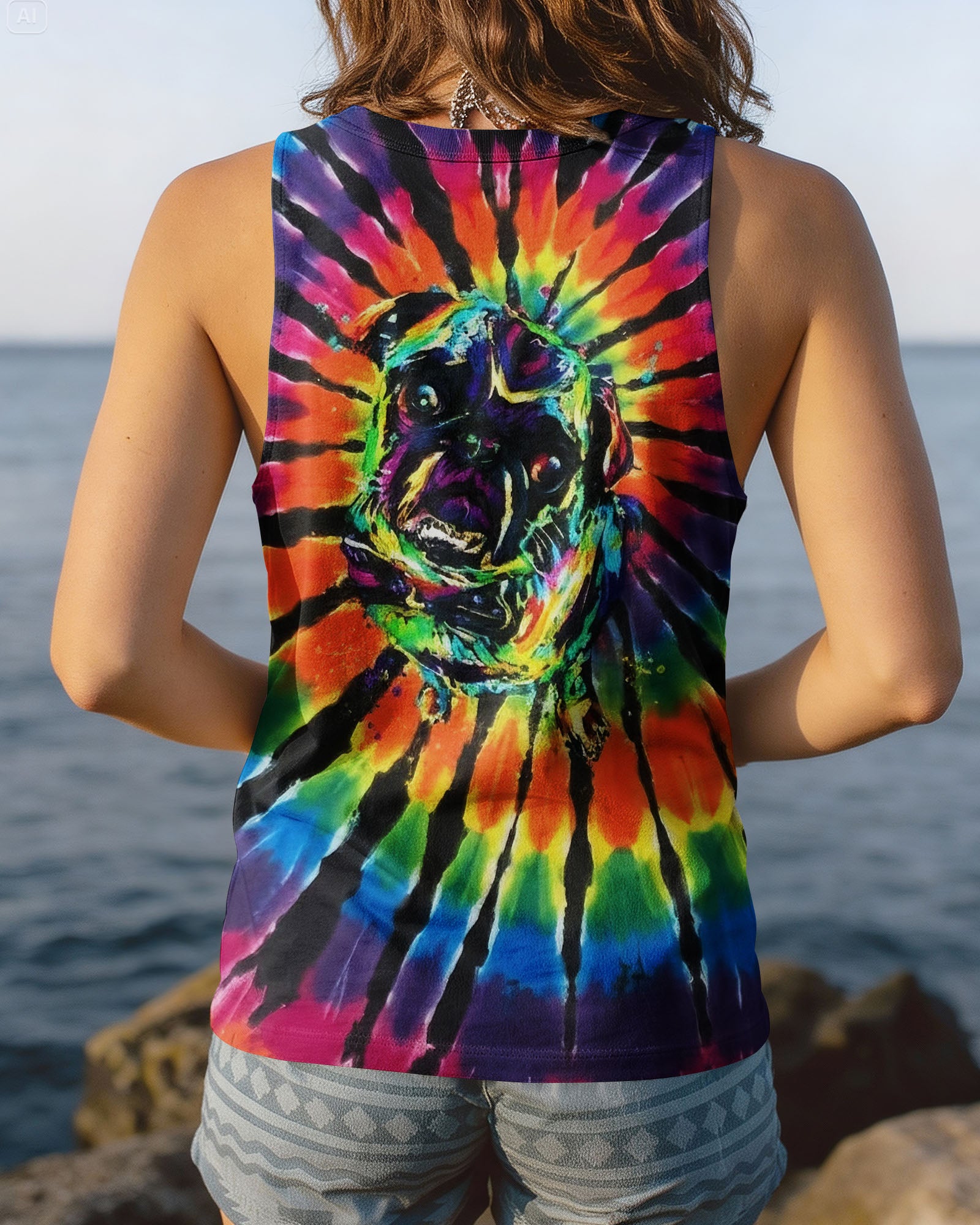 RADIANT SWIRL FUNNY PUG DOG ALL OVER PRINT - YHHG1002262