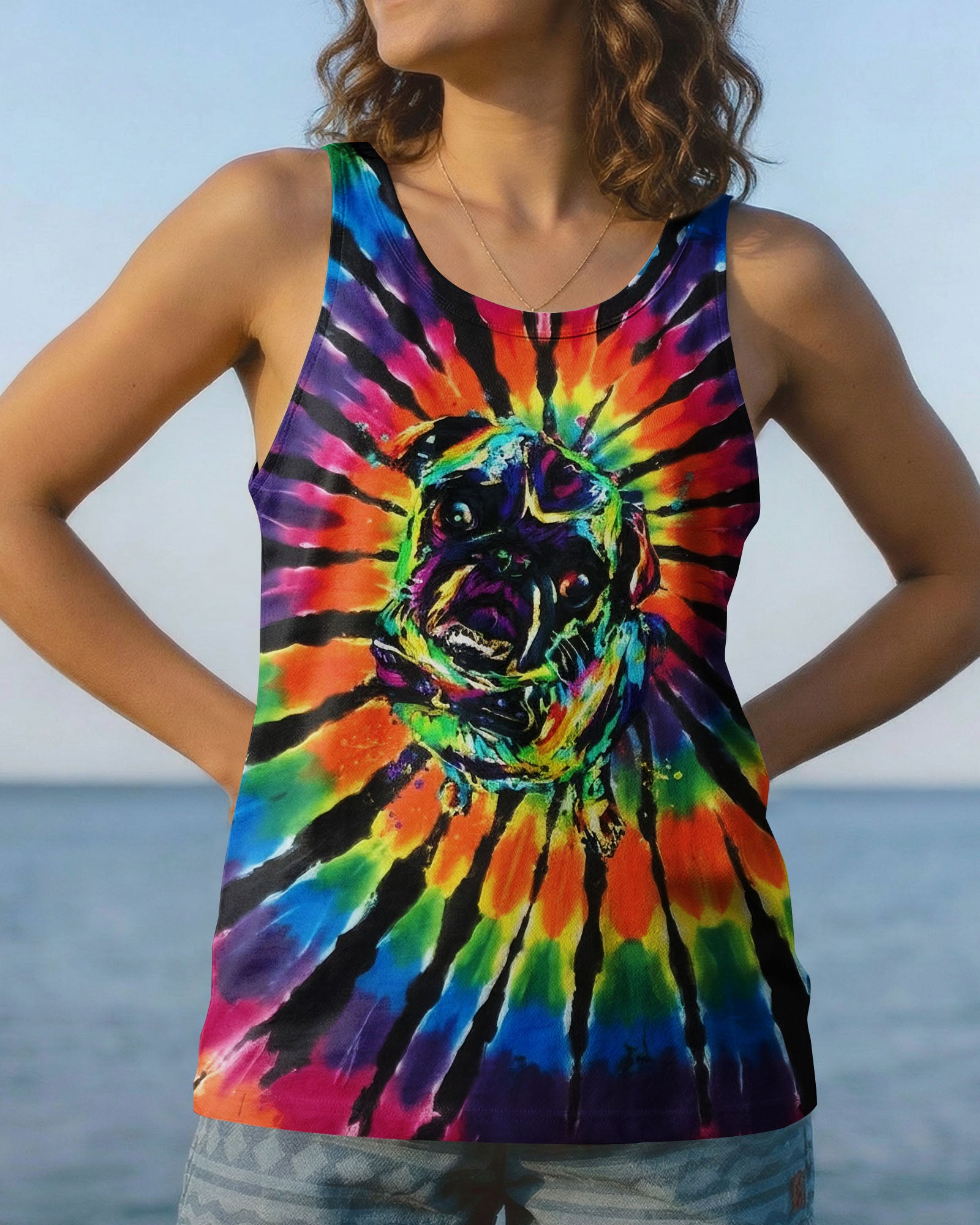 RADIANT SWIRL FUNNY PUG DOG ALL OVER PRINT - YHHG1002262