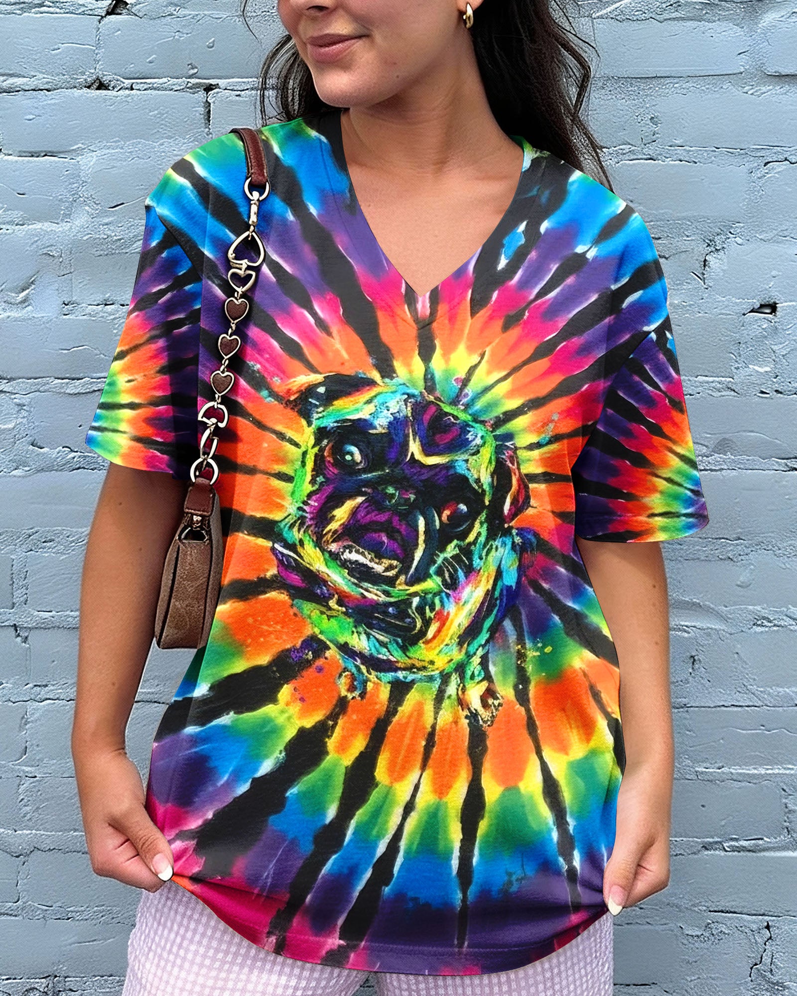 RADIANT SWIRL FUNNY PUG DOG ALL OVER PRINT - YHHG1002262
