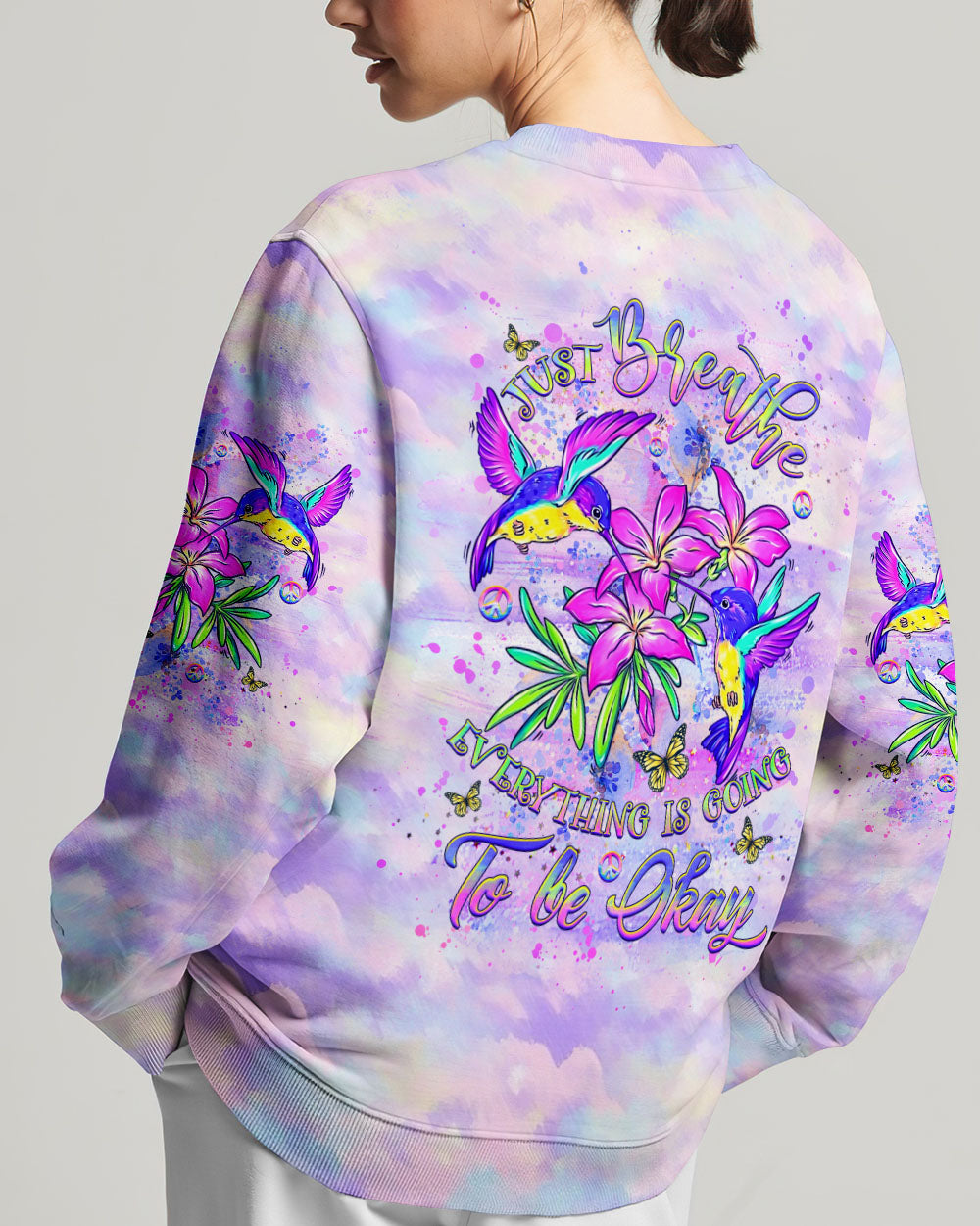 JUST BREATHE HUMMINGBIRD ALL OVER PRINT - YHHG1006243