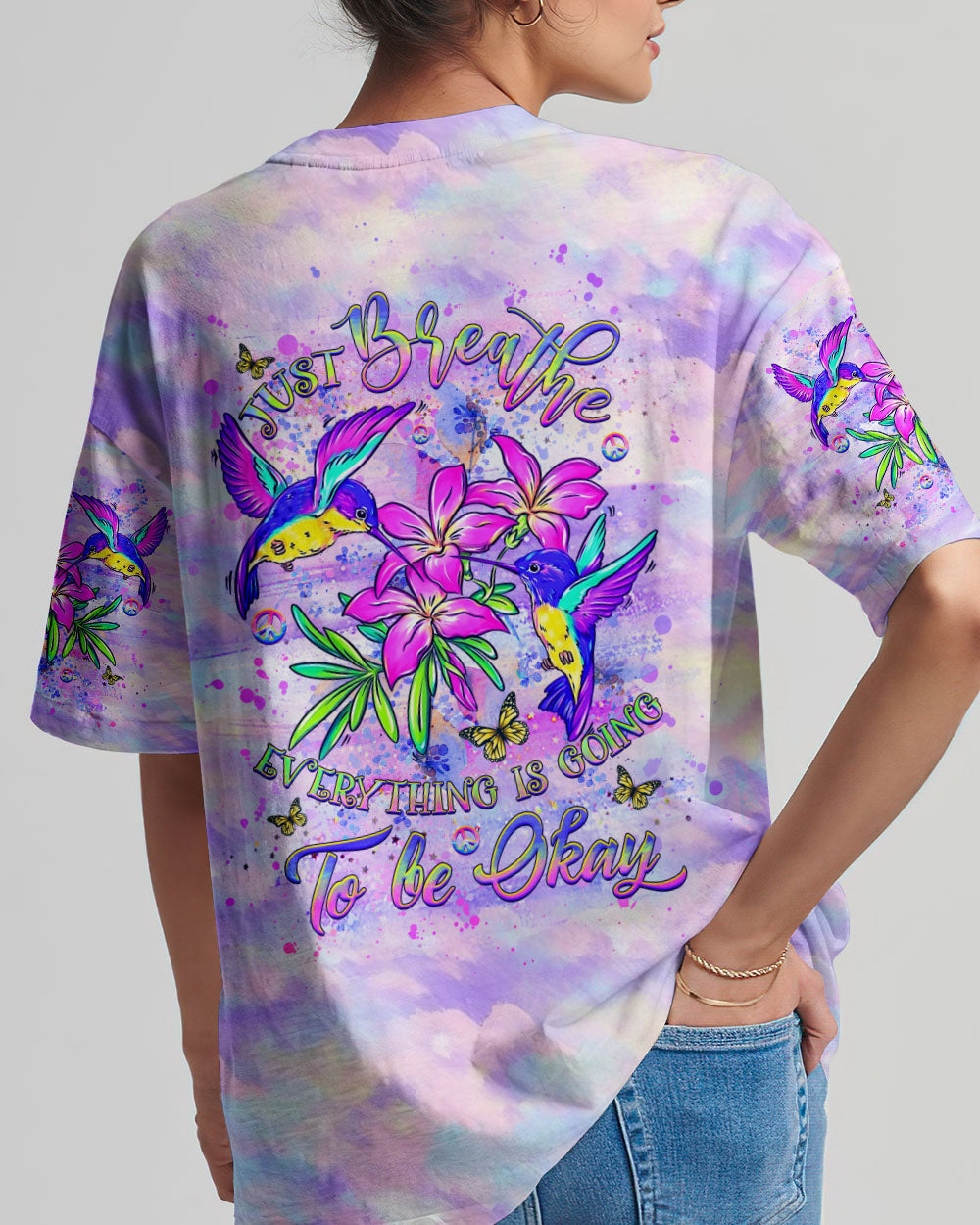 JUST BREATHE HUMMINGBIRD ALL OVER PRINT - YHHG1006243