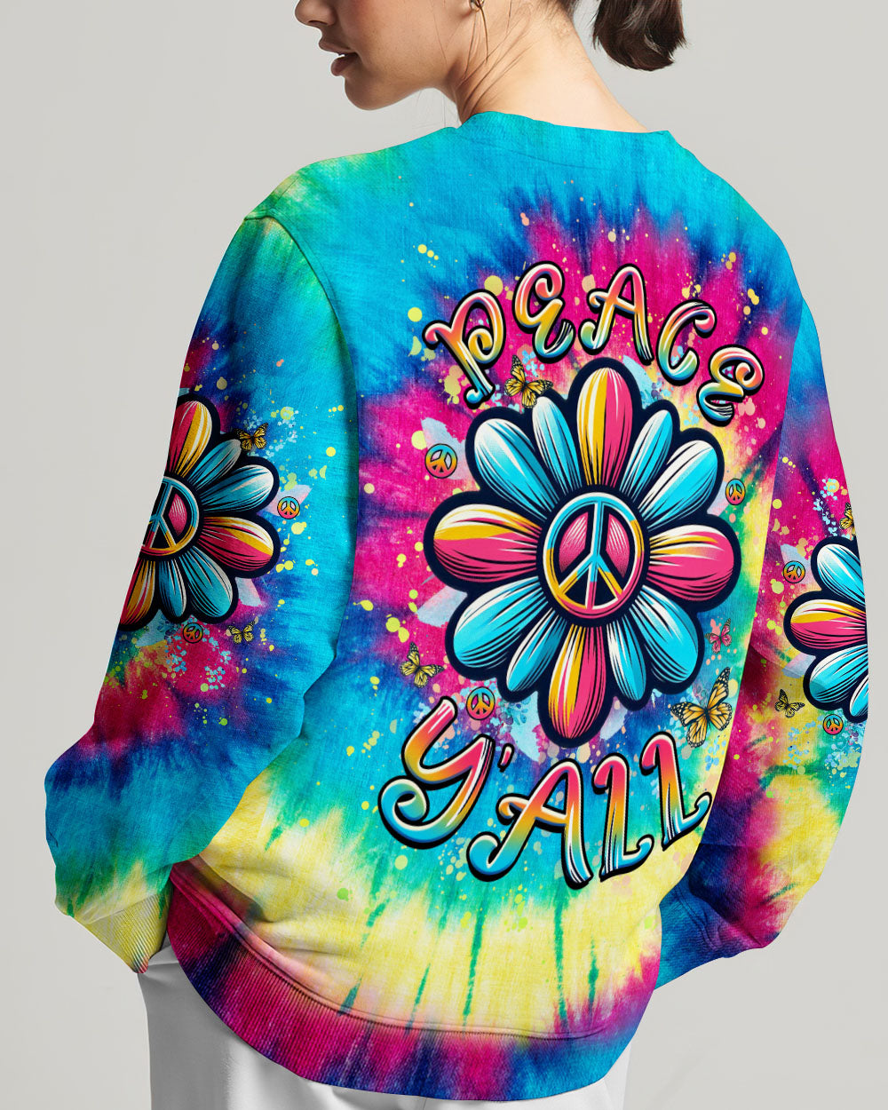 PEACE Y'ALL TIE DYE ALL OVER PRINT - YHHG1106244