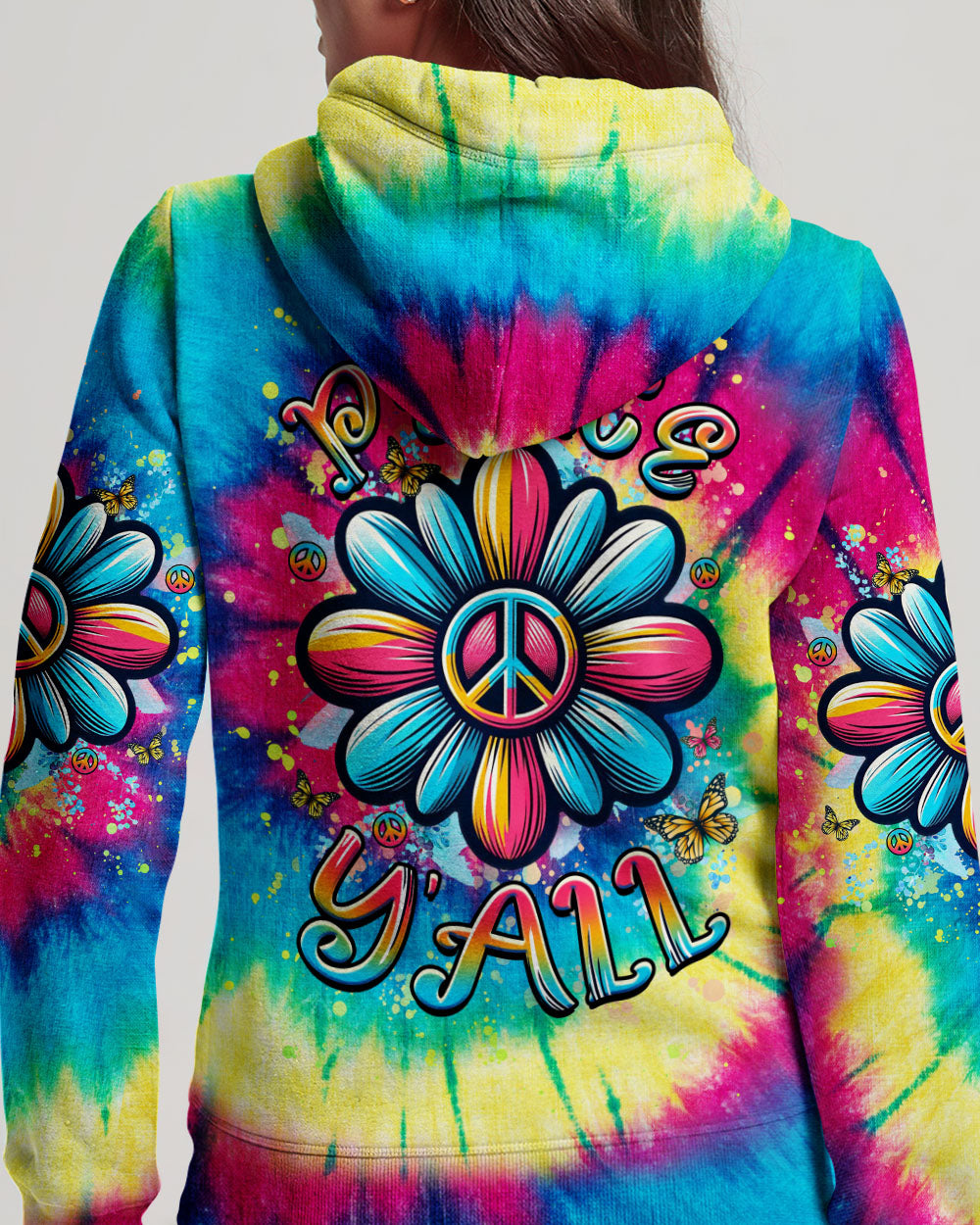 PEACE Y'ALL TIE DYE ALL OVER PRINT - YHHG1106244