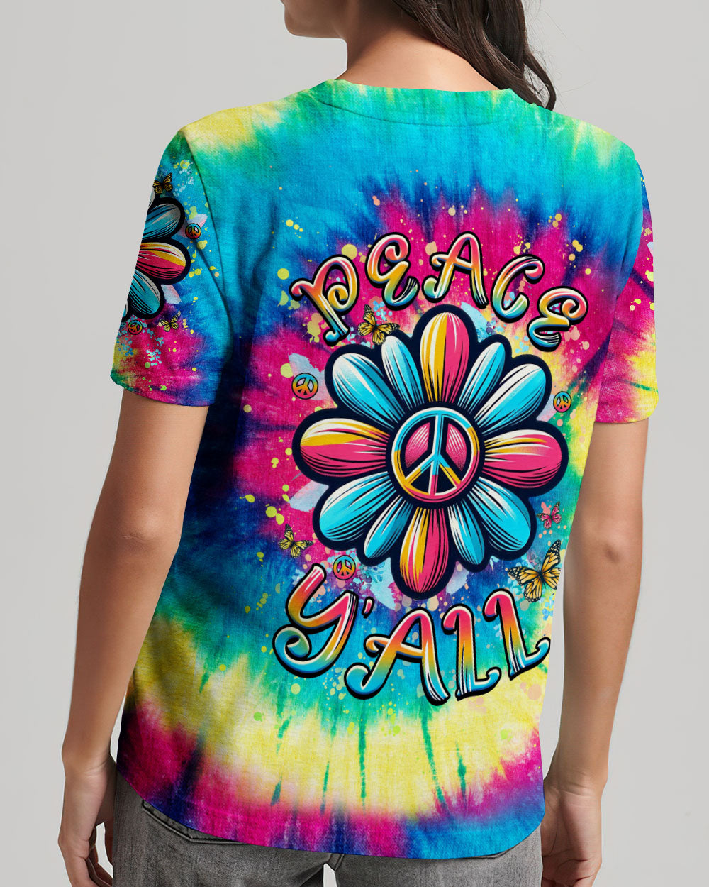 PEACE Y'ALL TIE DYE ALL OVER PRINT - YHHG1106244