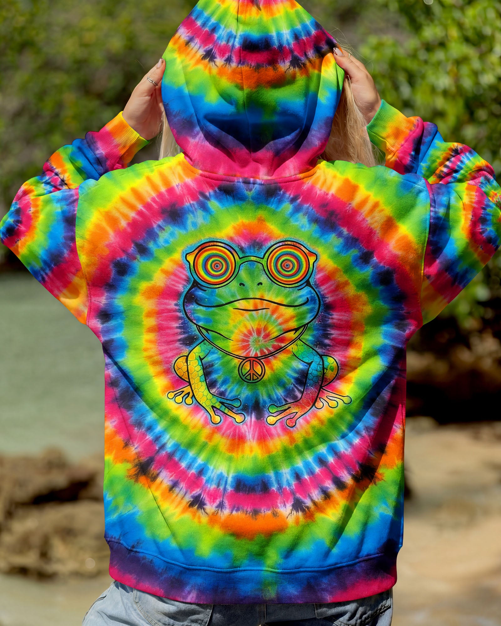 RAINBOW SWIRL HIPPIE FROG ALL OVER PRINT - YHHG1401262