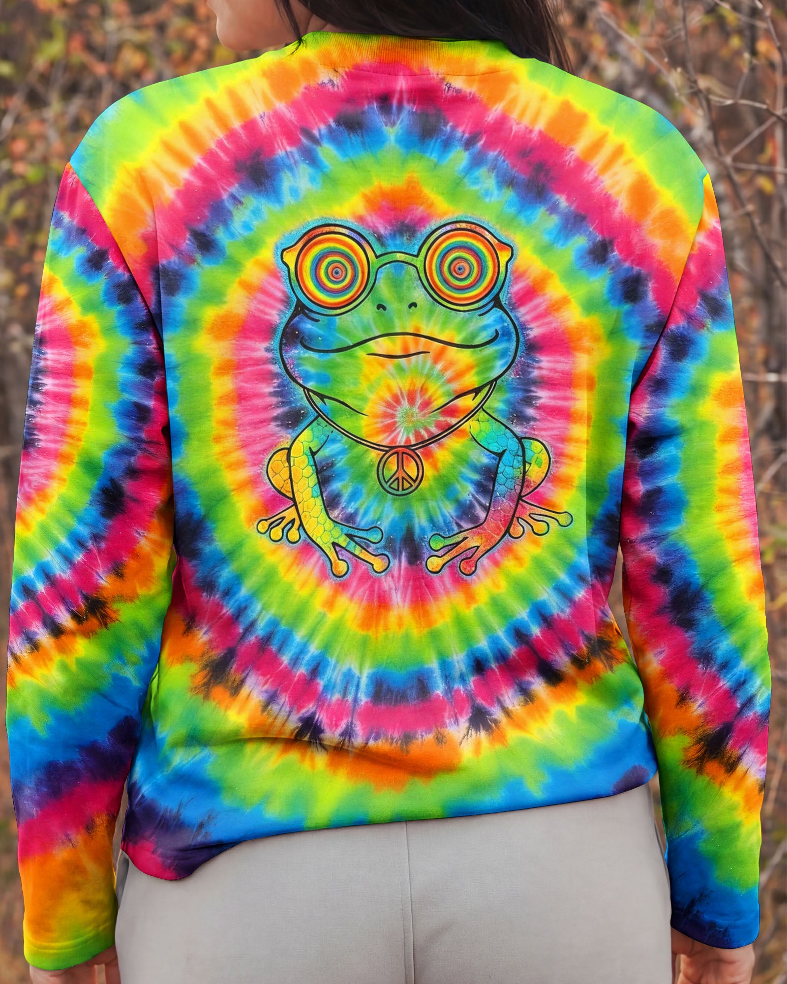 RAINBOW SWIRL HIPPIE FROG ALL OVER PRINT - YHHG1401262
