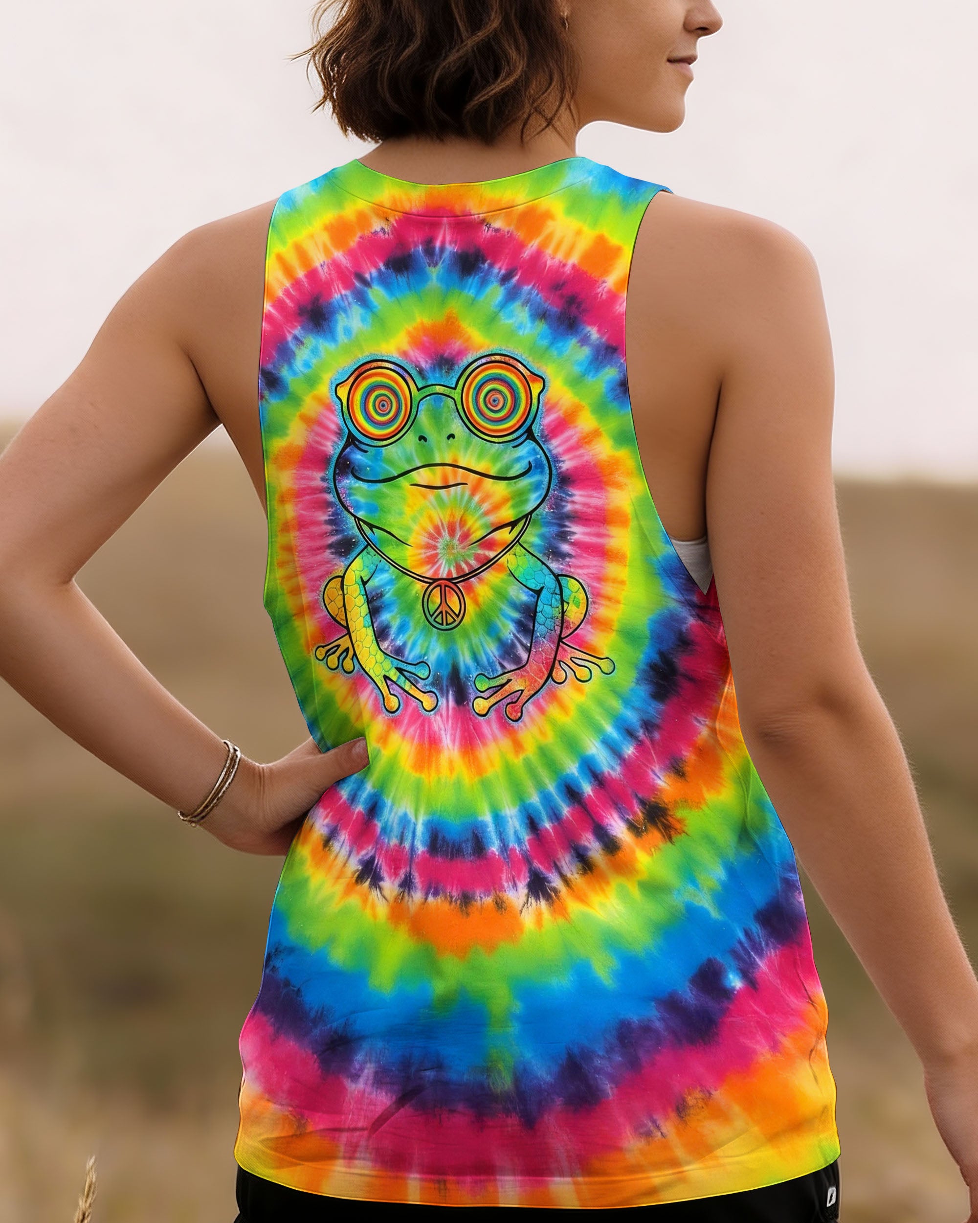 RAINBOW SWIRL HIPPIE FROG ALL OVER PRINT - YHHG1401262