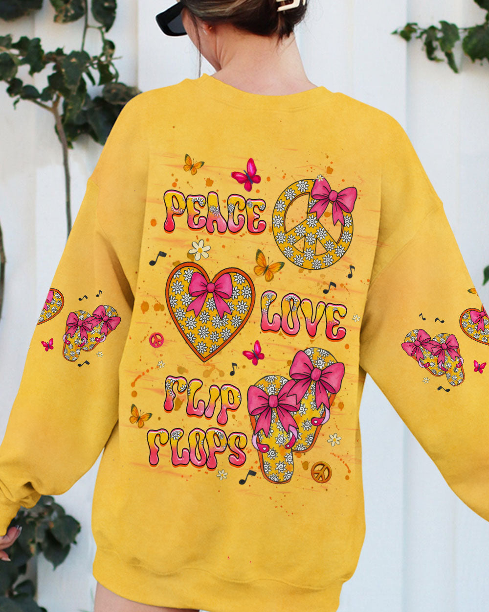 PEACE LOVE FLIP FLOPS ALL OVER PRINT - YHHG1505252