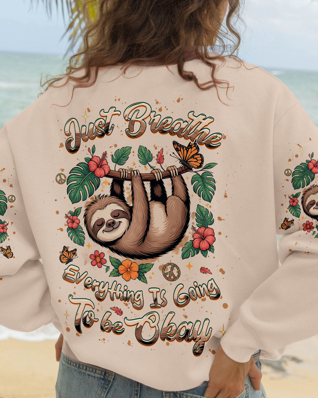 JUST BREATHE SLOTH ALL OVER PRINT - YHHG1509251