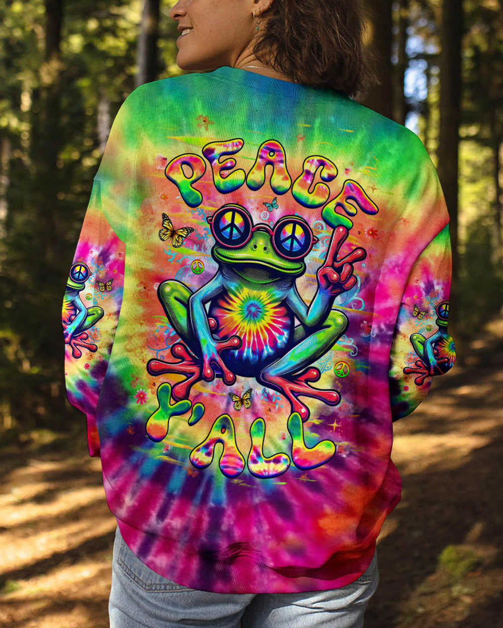 PEACE Y'ALL FROG TIE DYE ALL OVER PRINT - YHHG1703253