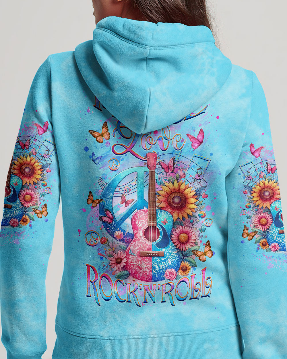 PEACE LOVE ROCK 'N' ROLL GUITAR ALL OVER PRINT - YHHG1904244