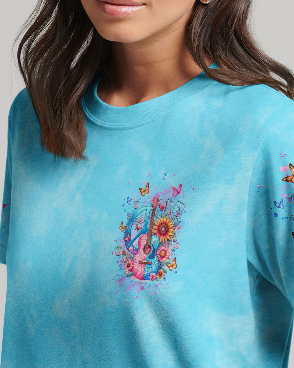 PEACE LOVE ROCK 'N' ROLL GUITAR ALL OVER PRINT - YHHG1904244