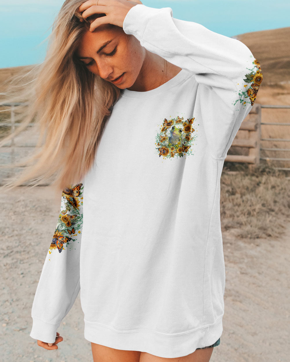 BORN TO SHINE FROG SUNFLOWERS ALL OVER PRINT - YHHG1906233