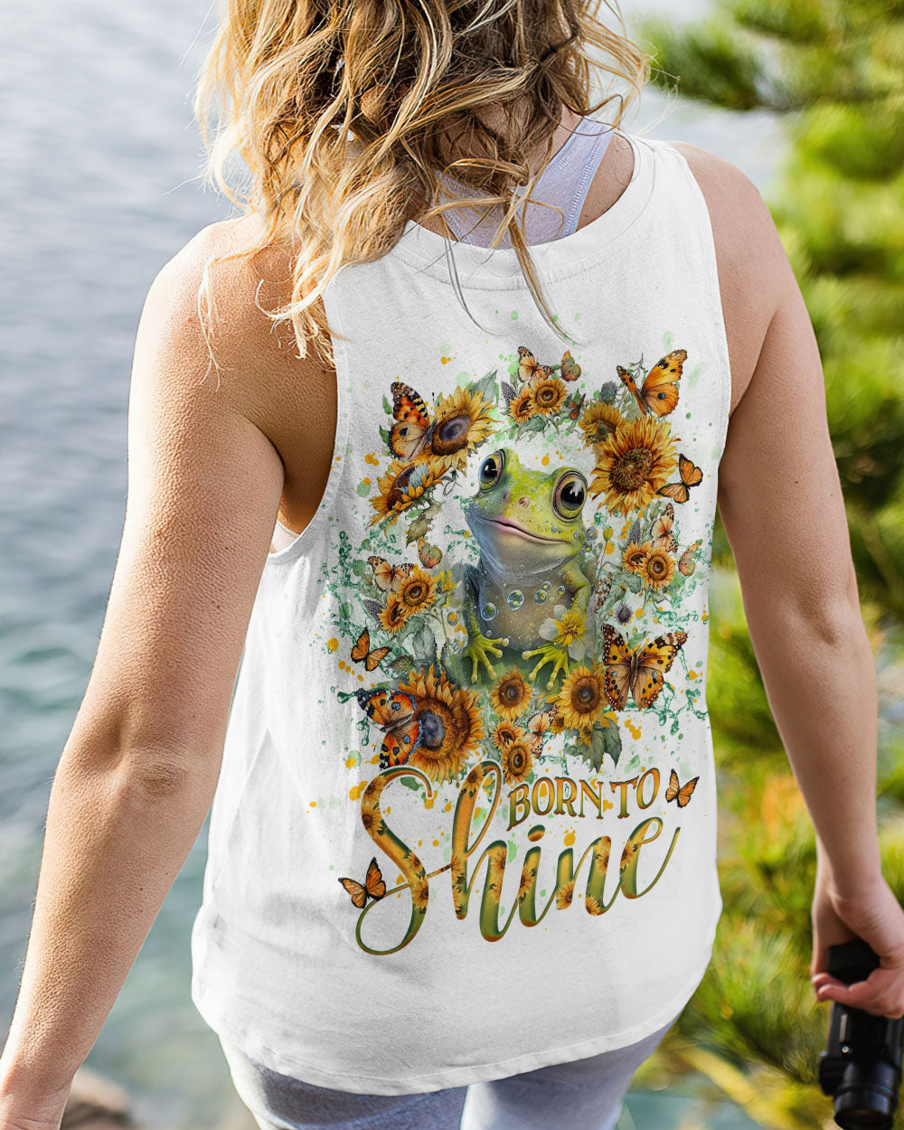 BORN TO SHINE FROG SUNFLOWERS ALL OVER PRINT - YHHG1906233