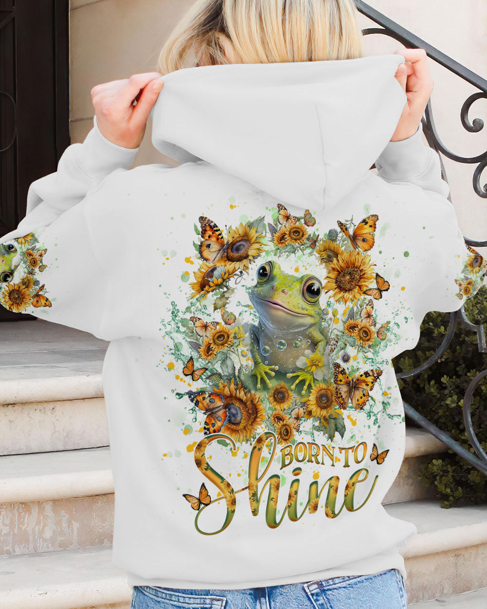 BORN TO SHINE FROG SUNFLOWERS ALL OVER PRINT - YHHG1906233