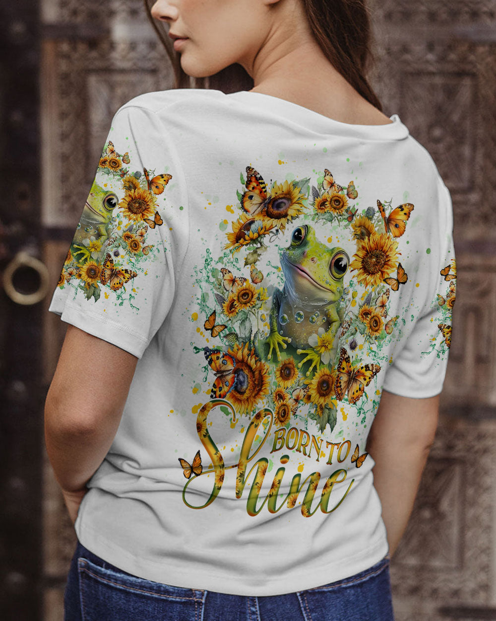 BORN TO SHINE FROG SUNFLOWERS ALL OVER PRINT - YHHG1906233