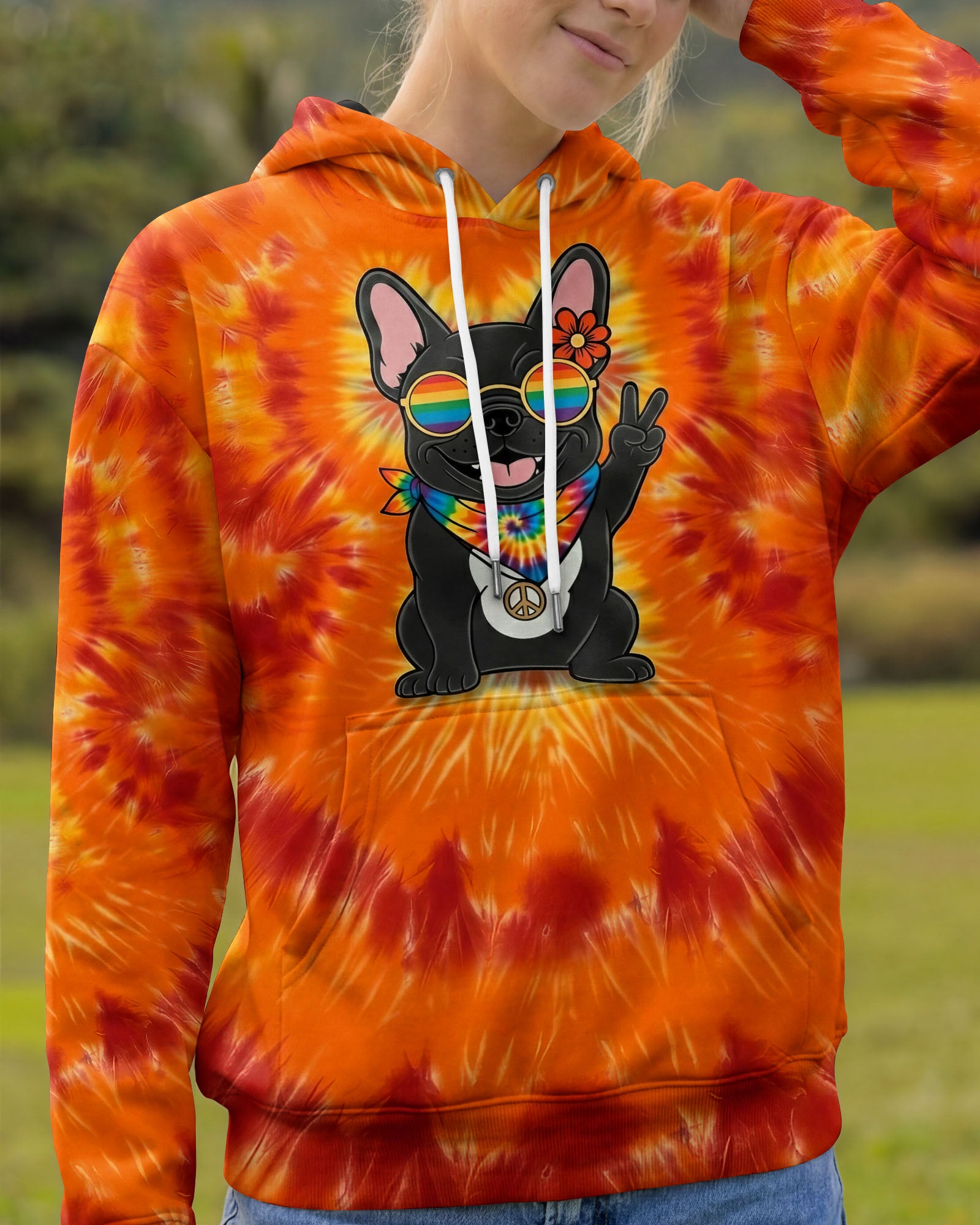 RADIANT GROOVY HIPPIE FRENCH BULLDOG ALL OVER PRINT - YHHG2001261
