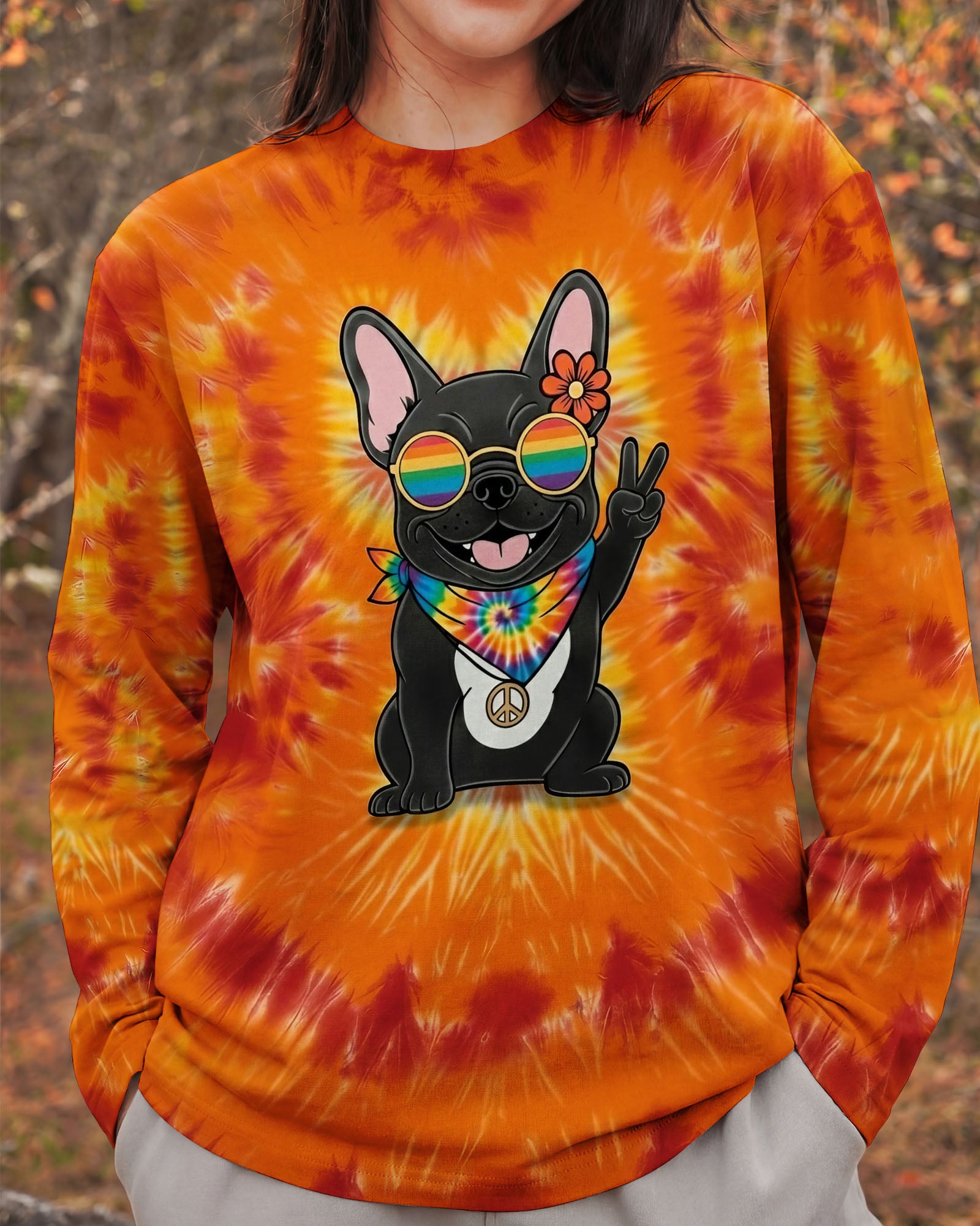 RADIANT GROOVY HIPPIE FRENCH BULLDOG ALL OVER PRINT - YHHG2001261