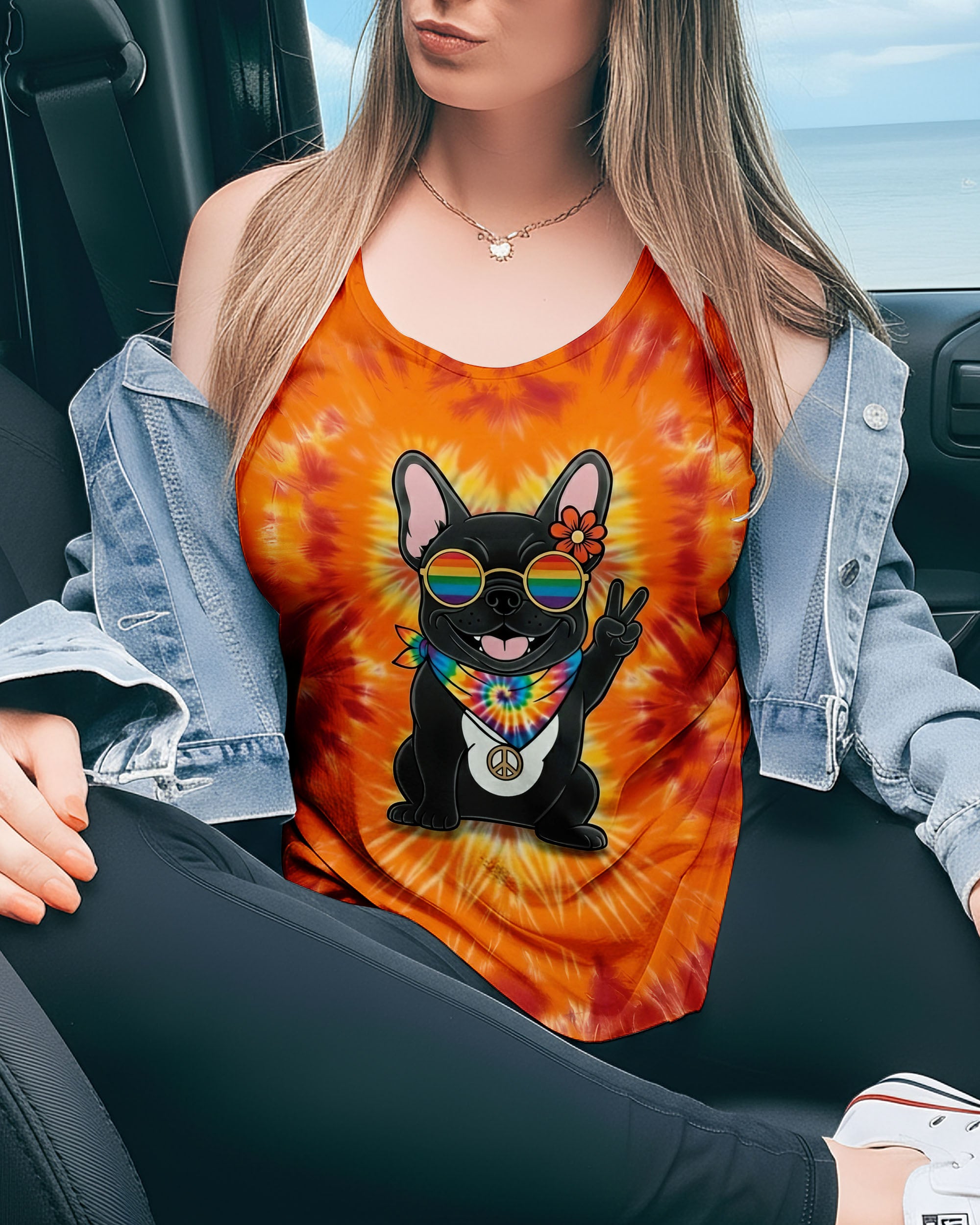 RADIANT GROOVY HIPPIE FRENCH BULLDOG ALL OVER PRINT - YHHG2001261