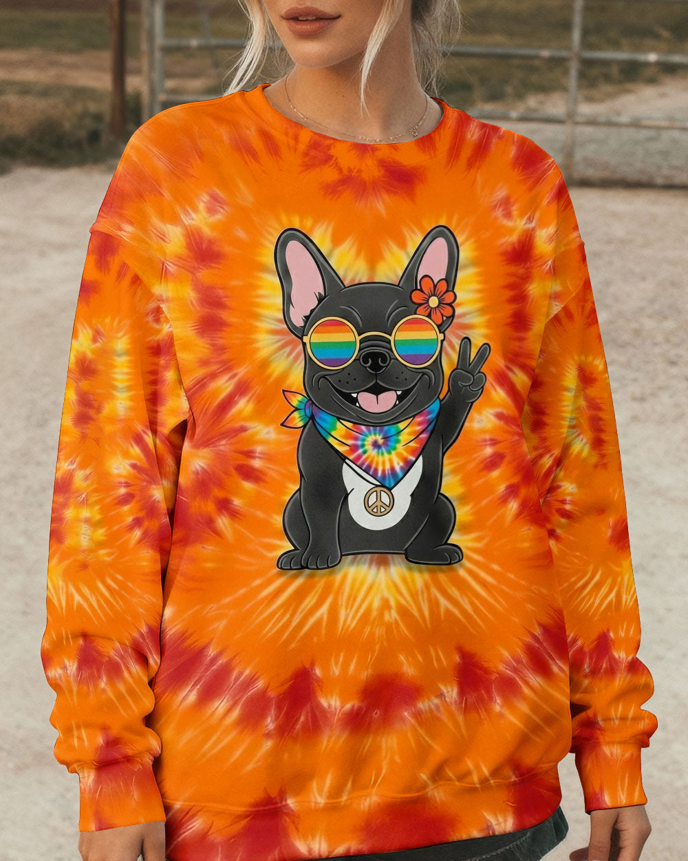 RADIANT GROOVY HIPPIE FRENCH BULLDOG ALL OVER PRINT - YHHG2001261