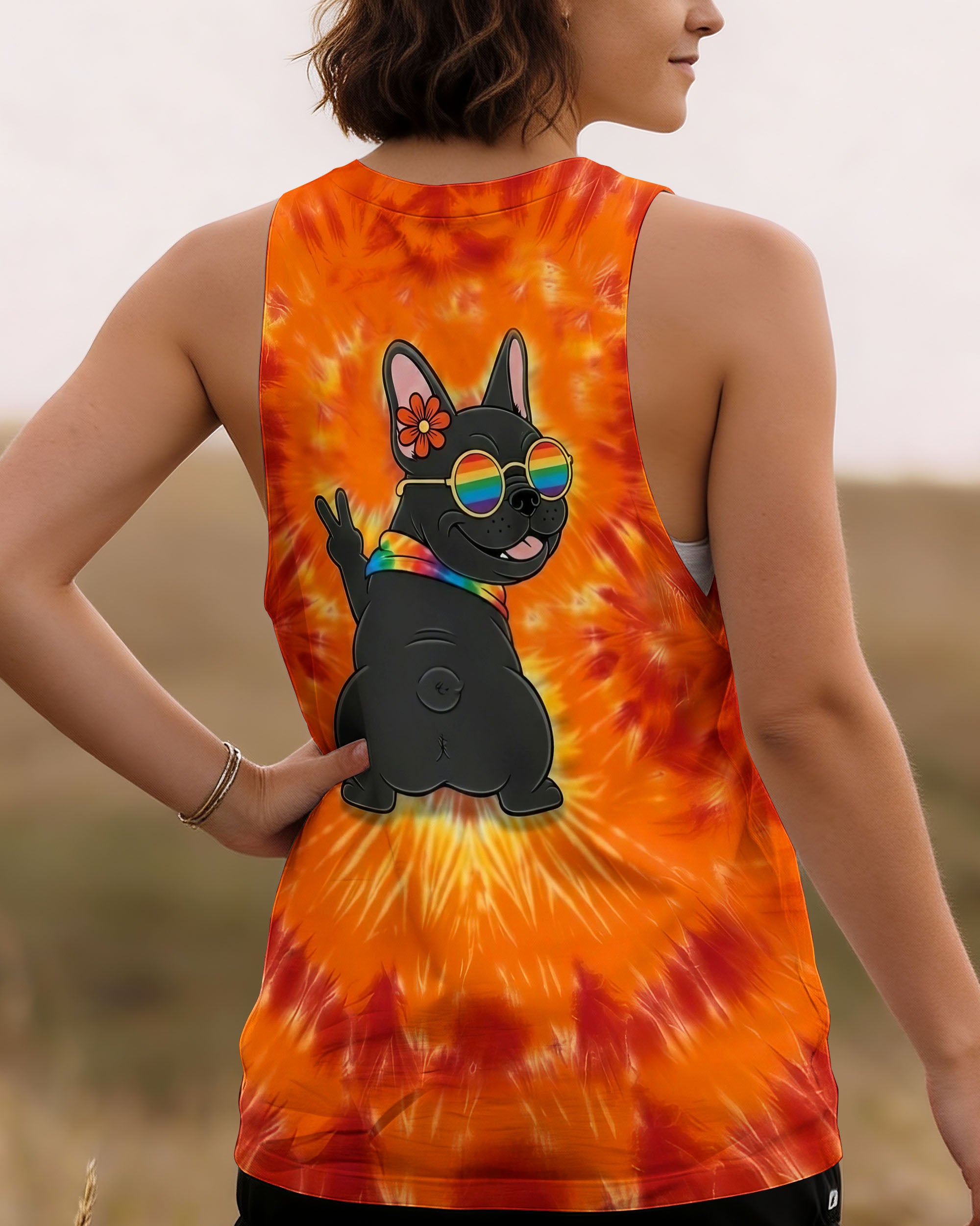 RADIANT GROOVY HIPPIE FRENCH BULLDOG ALL OVER PRINT - YHHG2001261