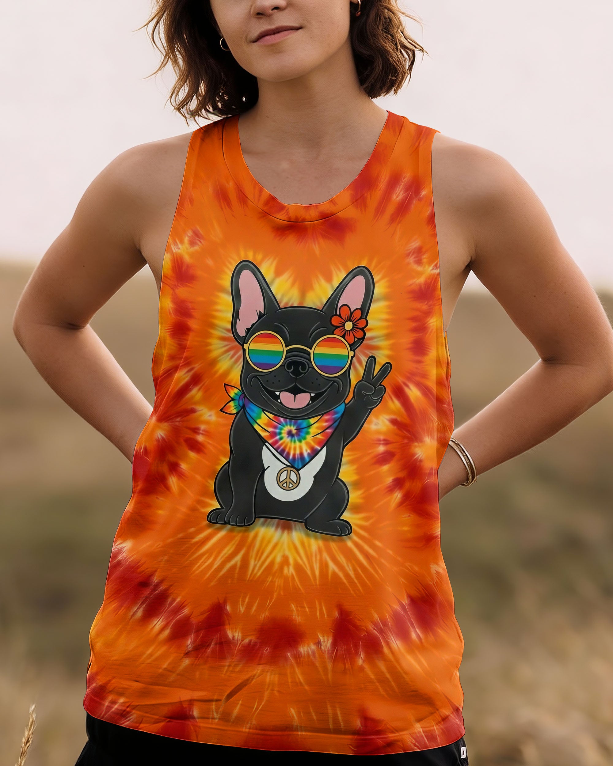 RADIANT GROOVY HIPPIE FRENCH BULLDOG ALL OVER PRINT - YHHG2001261